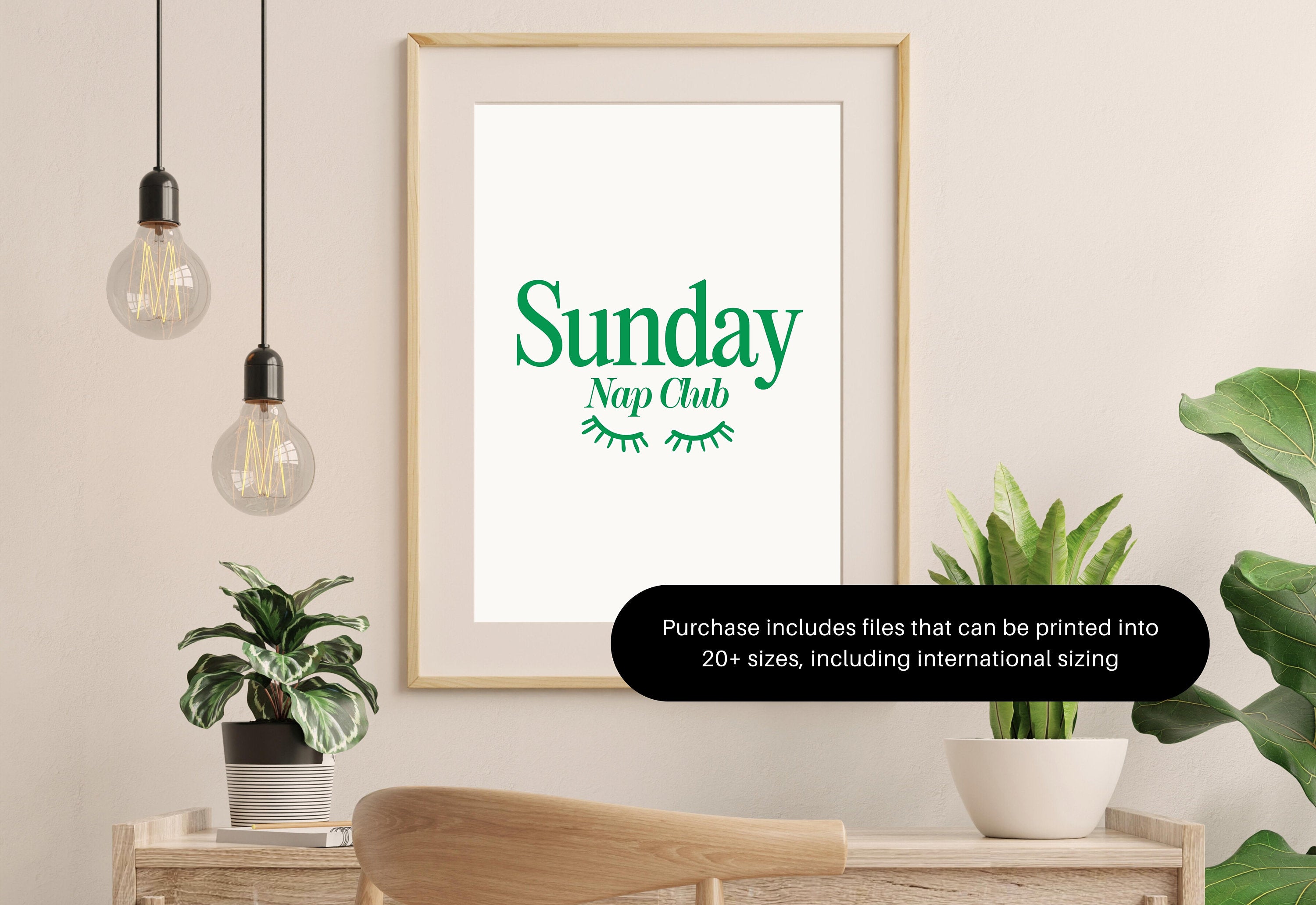 Sunday Nap Club-Large Wall Art-White Wall Print-Retro Cartoon Art-Downloadable Print-Girlie Art Prints-Living Room Decor-Funny Wall Art