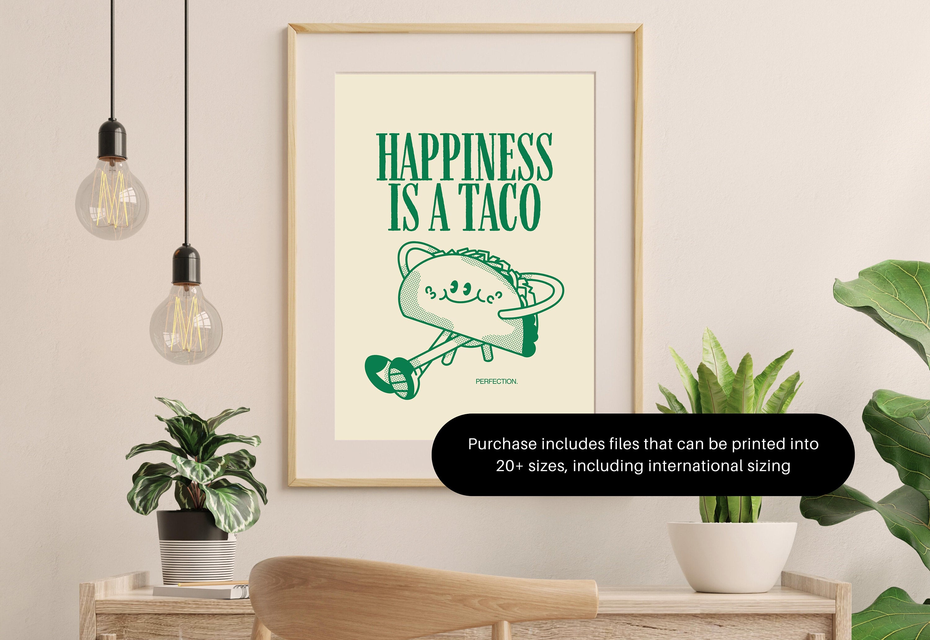 Aesthetic Kitchen Decor, Cute Cooking Art, Kitchen Wall Art Print, Minimalist Cartoon Print, Taco Art Print, Retro Taco Art, Wall Art Print