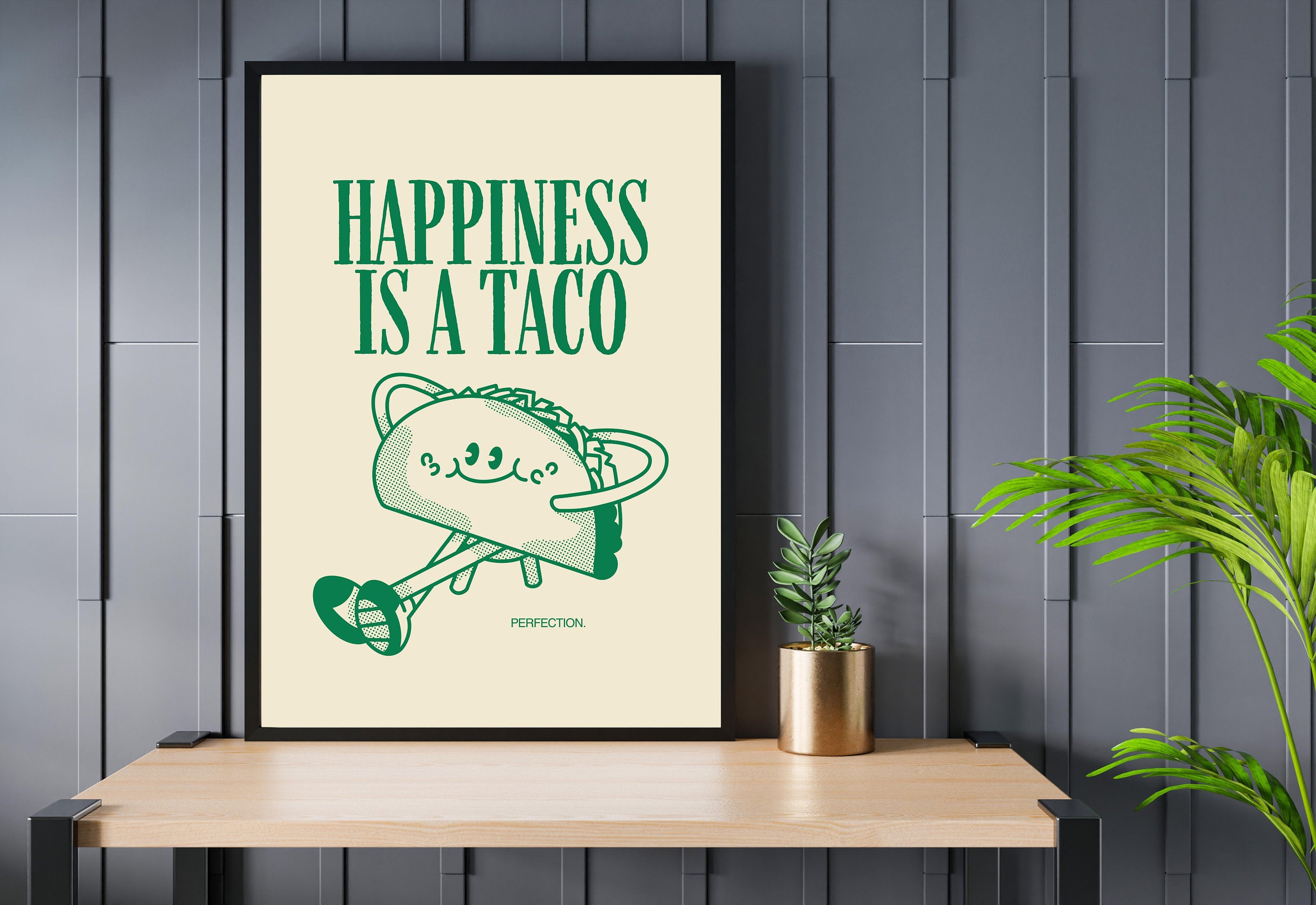 Aesthetic Kitchen Decor, Cute Cooking Art, Kitchen Wall Art Print, Minimalist Cartoon Print, Taco Art Print, Retro Taco Art, Wall Art Print