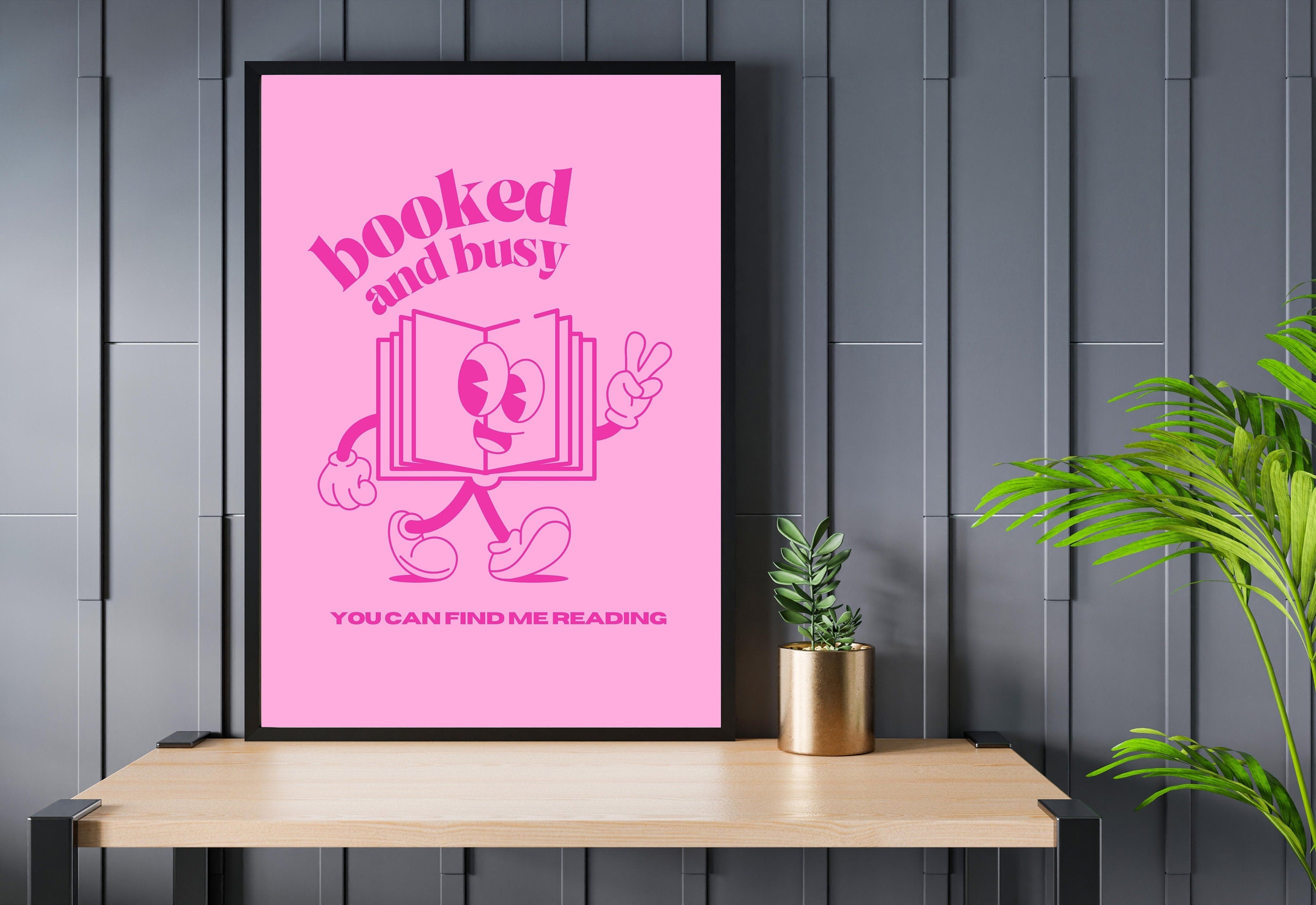 Booked and Busy Hot Pink Digital Art Print from GS Print shoppe