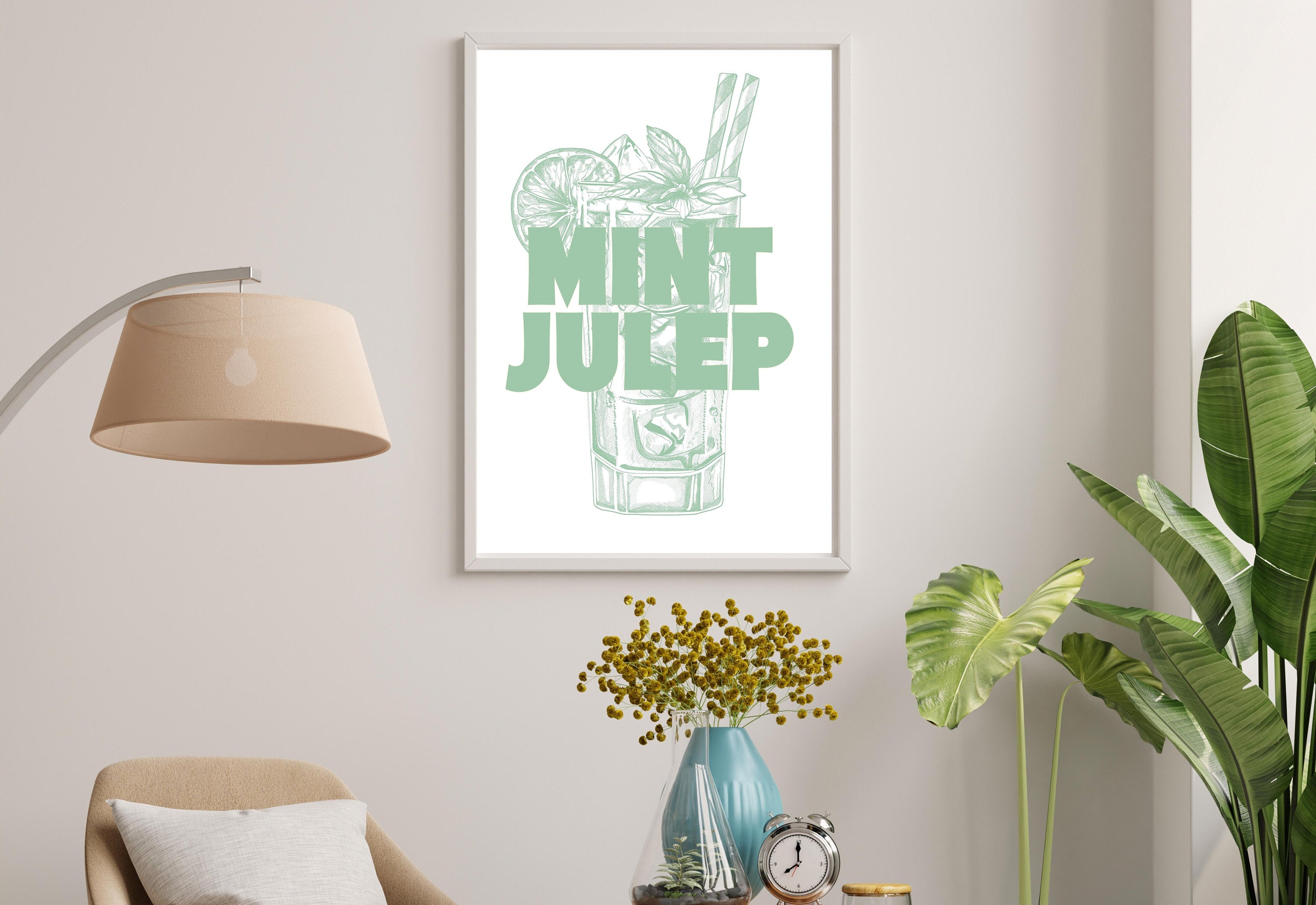 Mint Julep Art-Digital Download-Cocktail Art-Retro Print-Cheers Art Print-Trendy Art-70s Art Print-Girly Art-Cocktail Art-Trendy Bar Art