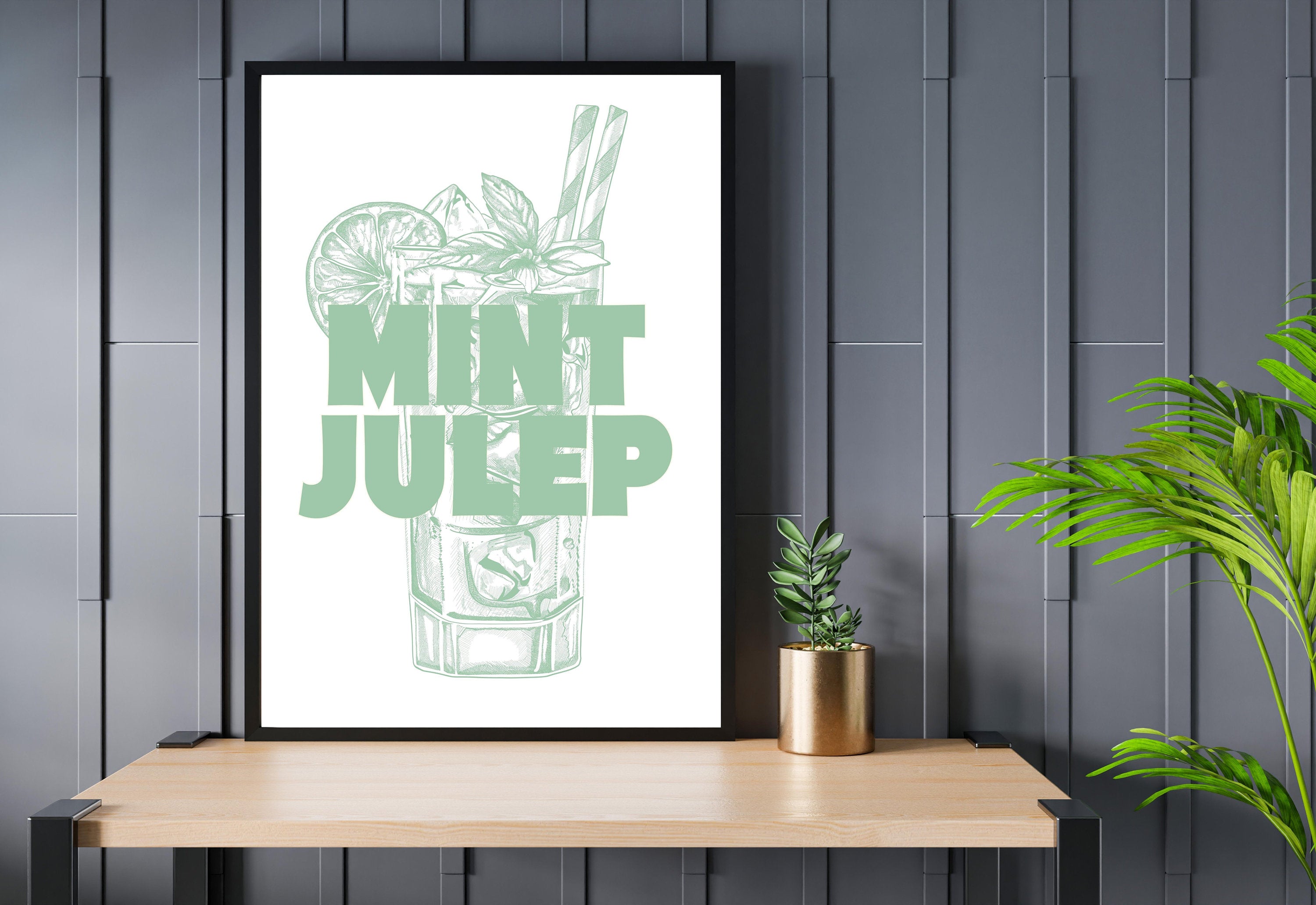 Mint Julep Art-Digital Download-Cocktail Art-Retro Print-Cheers Art Print-Trendy Art-70s Art Print-Girly Art-Cocktail Art-Trendy Bar Art