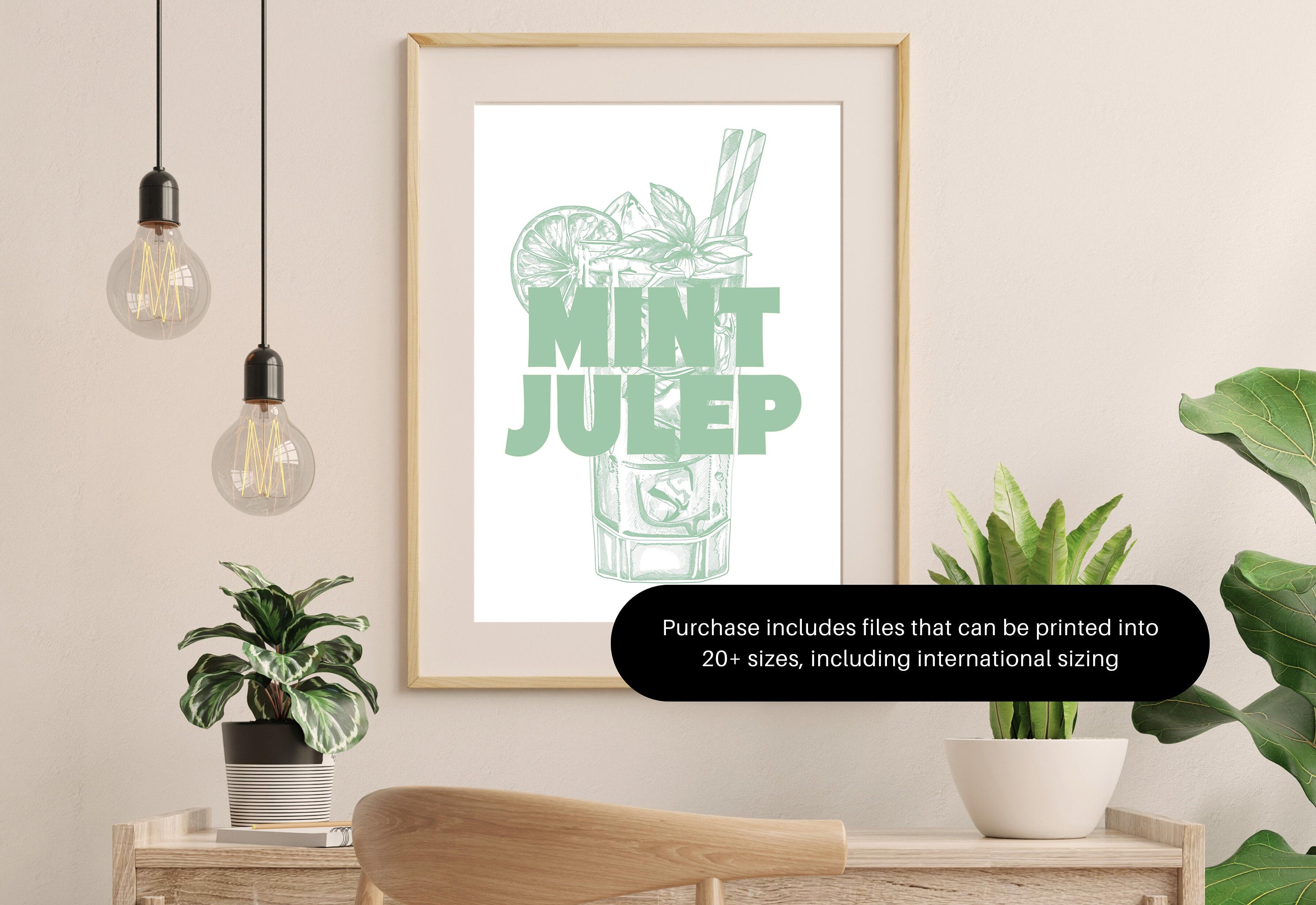 Mint Julep Art-Digital Download-Cocktail Art-Retro Print-Cheers Art Print-Trendy Art-70s Art Print-Girly Art-Cocktail Art-Trendy Bar Art