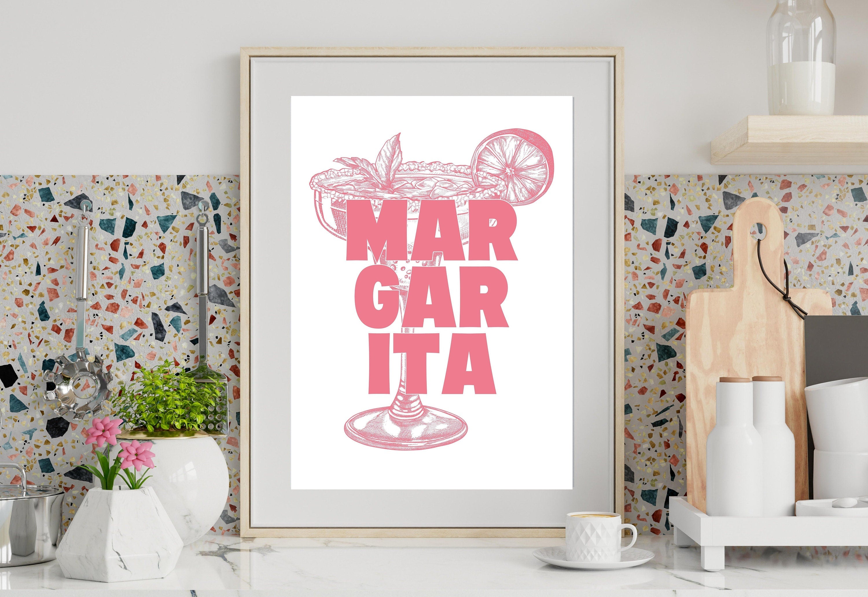 Margarita Art-Digital Download-Cocktail Art-Retro Print-Cheers Art Print-Trendy Art-70s Art Print-Girly Art-Cocktail Art-Trendy Bar Art