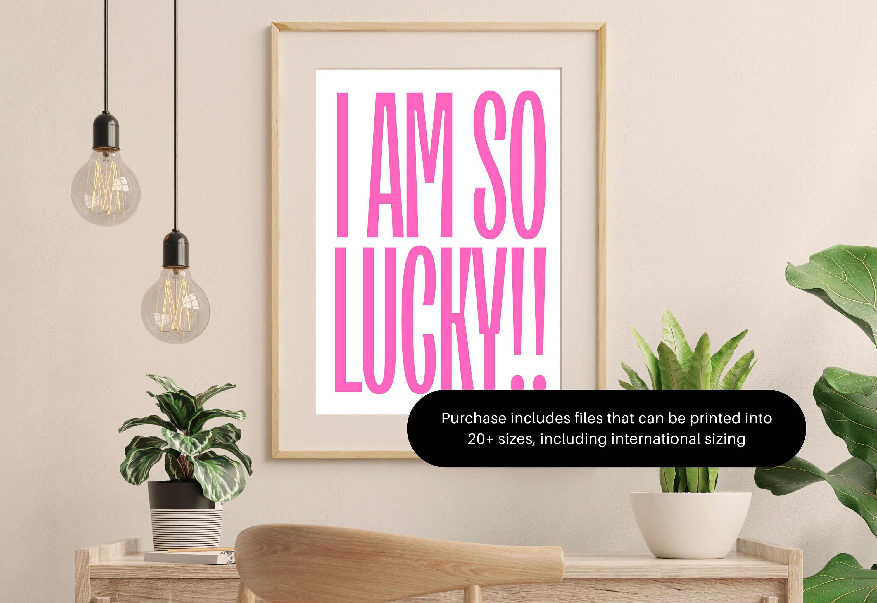 Lucky Girl Quote,Retro Posters,Lucky Girl Syndrome Art,Trendy Wall Art,Aesthetic Print,Dorm Art,Pink Large Art, Wall Art Prints