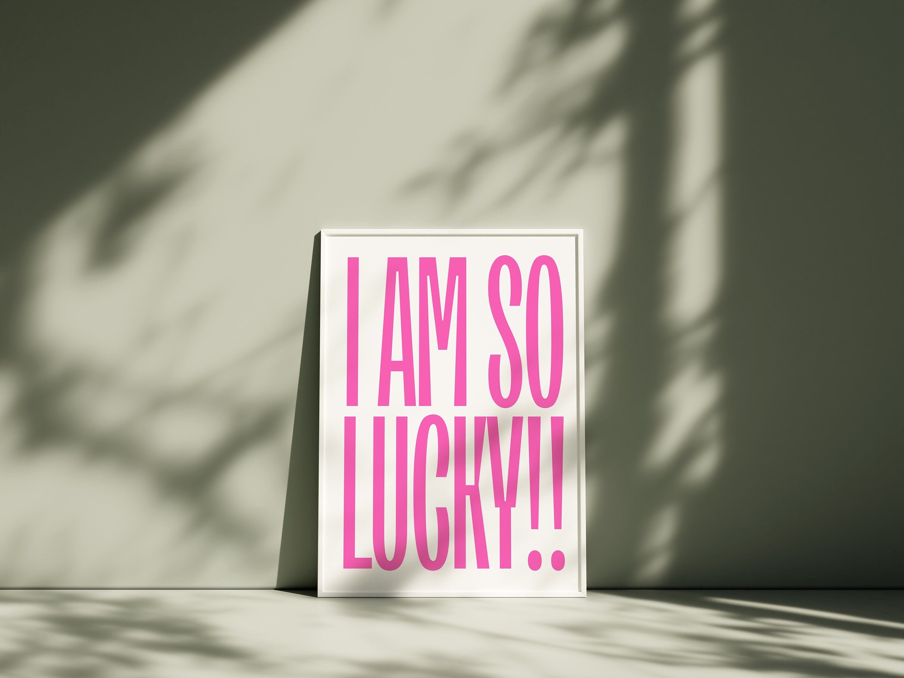 Lucky Girl Quote,Retro Posters,Lucky Girl Syndrome Art,Trendy Wall Art,Aesthetic Print,Dorm Art,Pink Large Art, Wall Art Prints