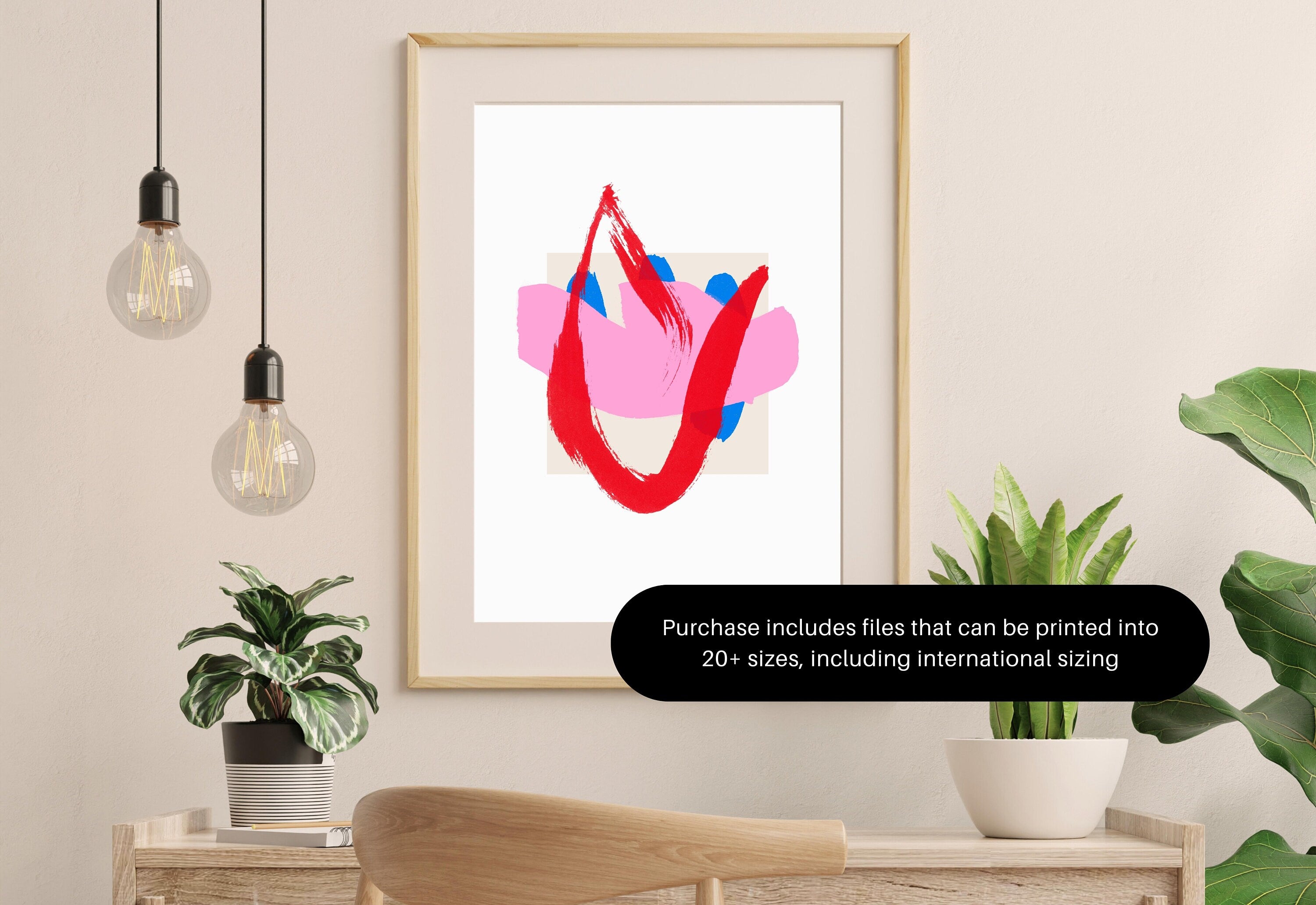 Modern Minimalist Colorful Art, | Abstract Painting, Colorful Kids Art, Minimalist Gallery Wall, Modern Nursery, Pink Trendy Art Print