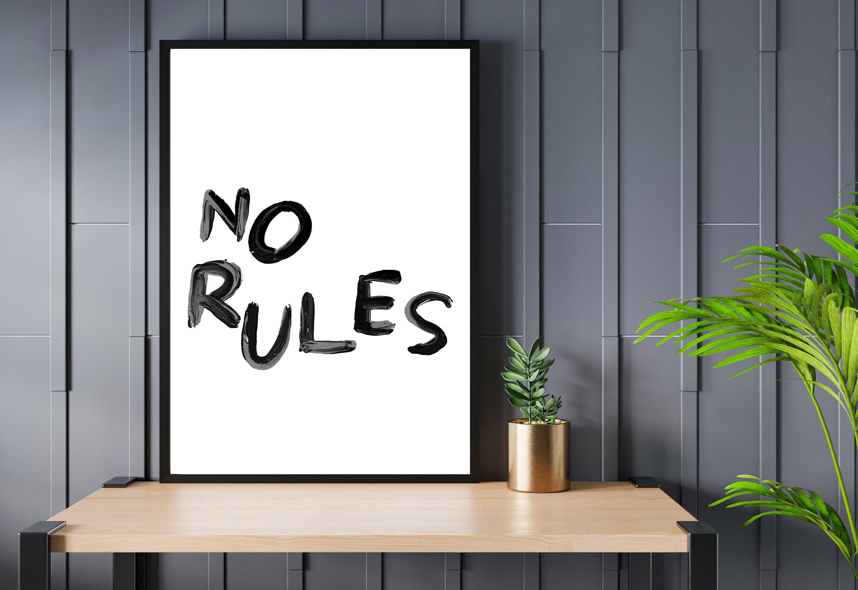 Quote Wall Posters, No Rules Wall Art, Fun Kids Art, Retro Decor, Quote Art, Large Black Wall Art, Kids Room Poster, Gratitude Prints