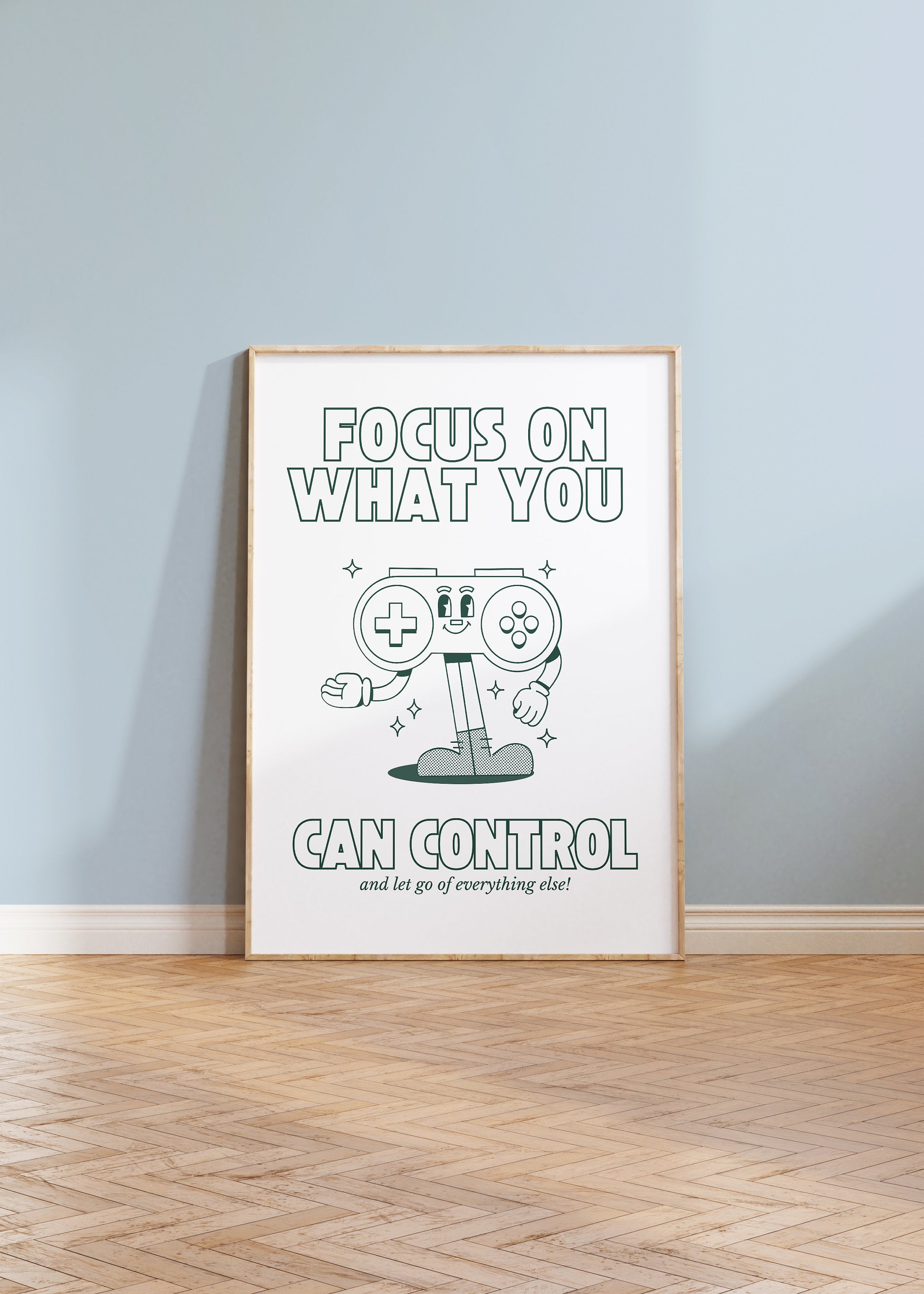 Game Control Art,Gamer Art,Downloadable Print,70s Art Print,Retro Character Art,Trendy Posters,Vintage Mascot Art,Cute Positive Art