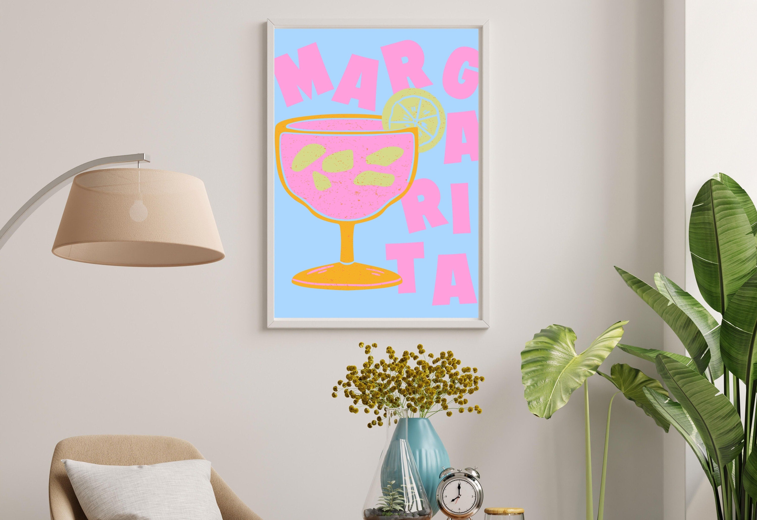 Margarita Art-Digital Download-Cocktail Art-Retro Print-Cheers Art Print-Trendy Art-70s Art Print-Girly Art-Cocktail Art-Trendy Bar Art