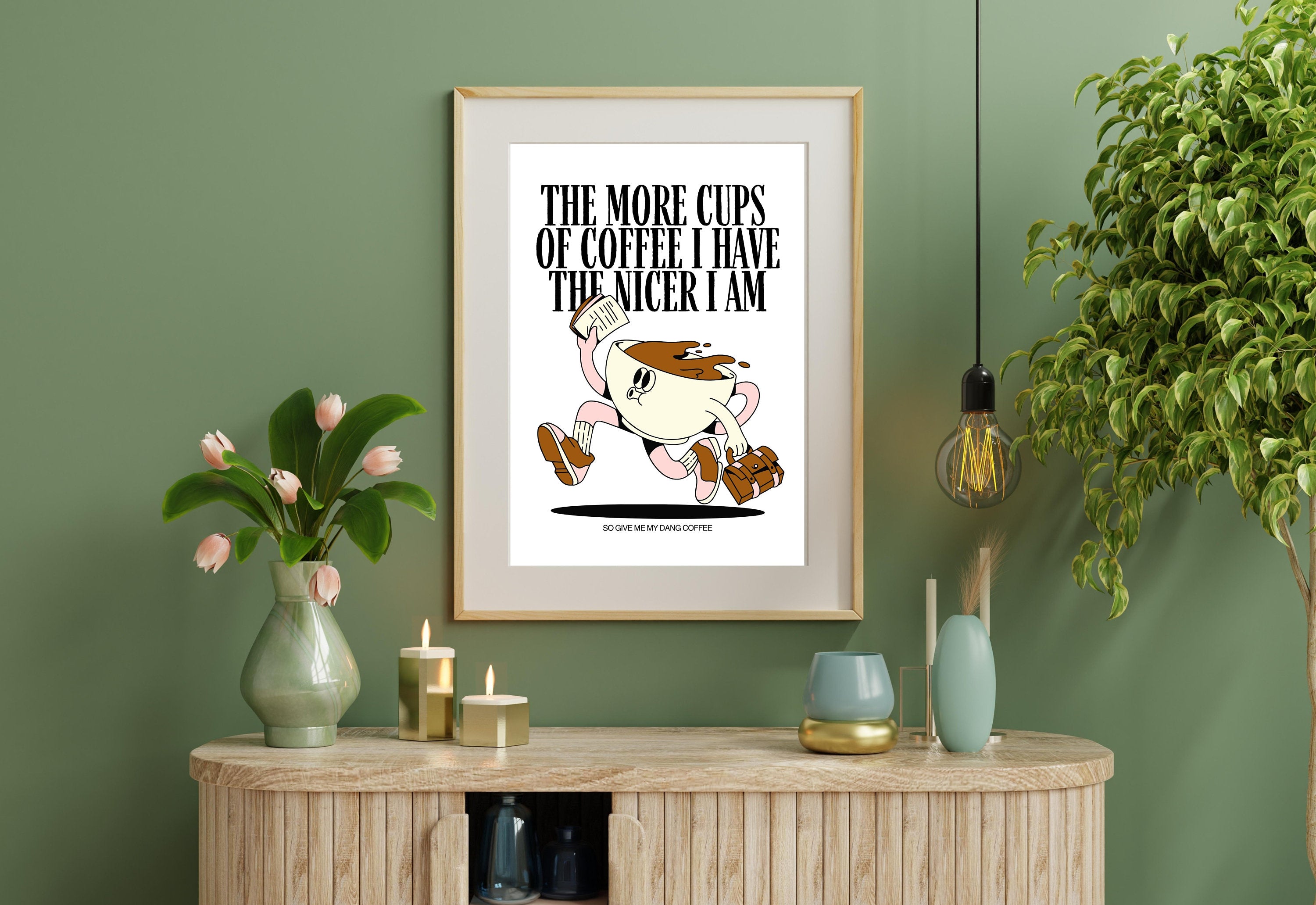 Coffee Art,Kitchen Art,Downloadable Print,Cartoon Art Print,Retro Character Art,Trendy Posters,Vintage Mascot Art,Cute Positive Art