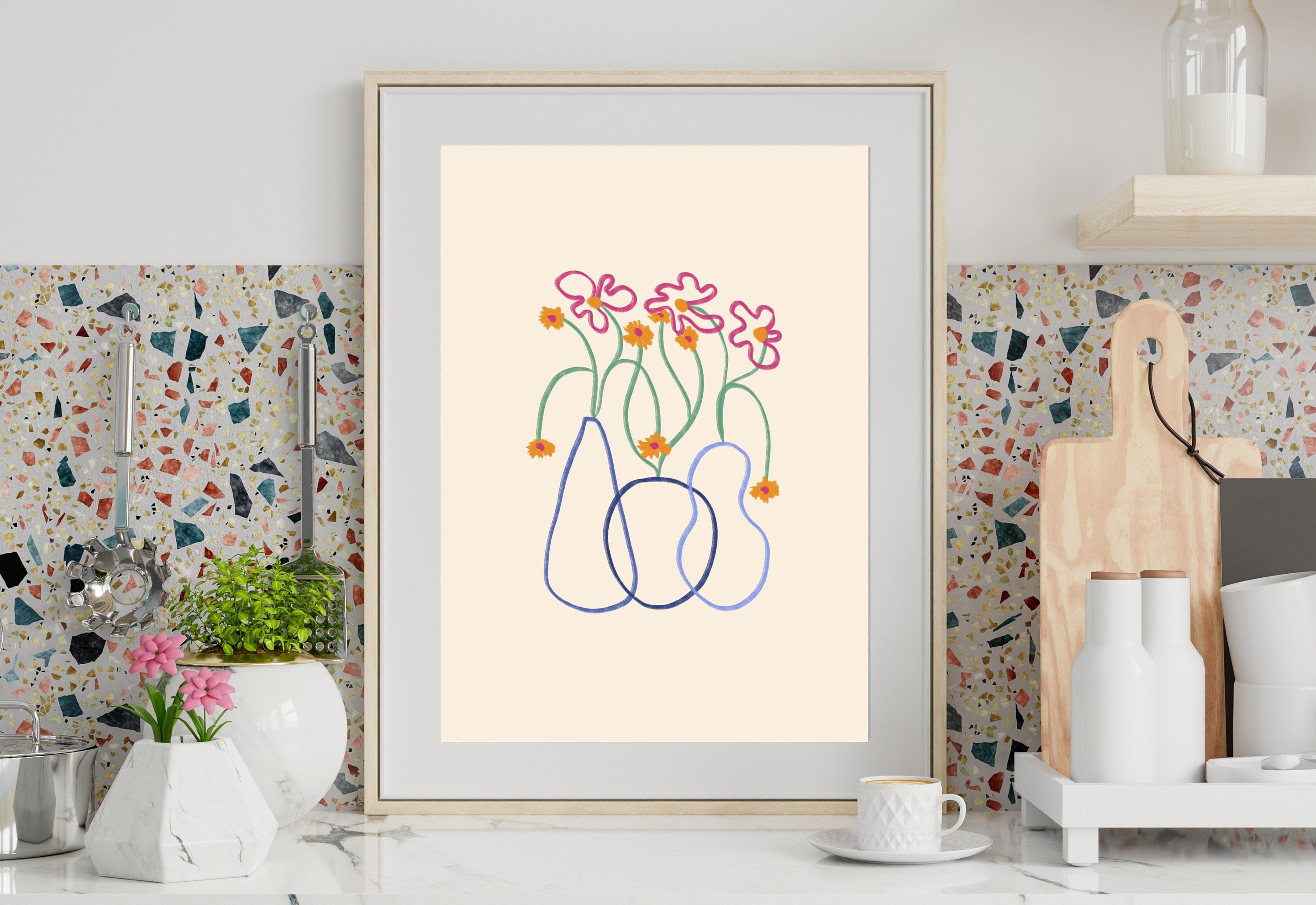 Bouquet of Flowers, Floral Art, Art Prints Floral, Floral Decor, Colorful Print, Girls Bedroom, Gift Idea, Inspirational Art, Minimalist Art