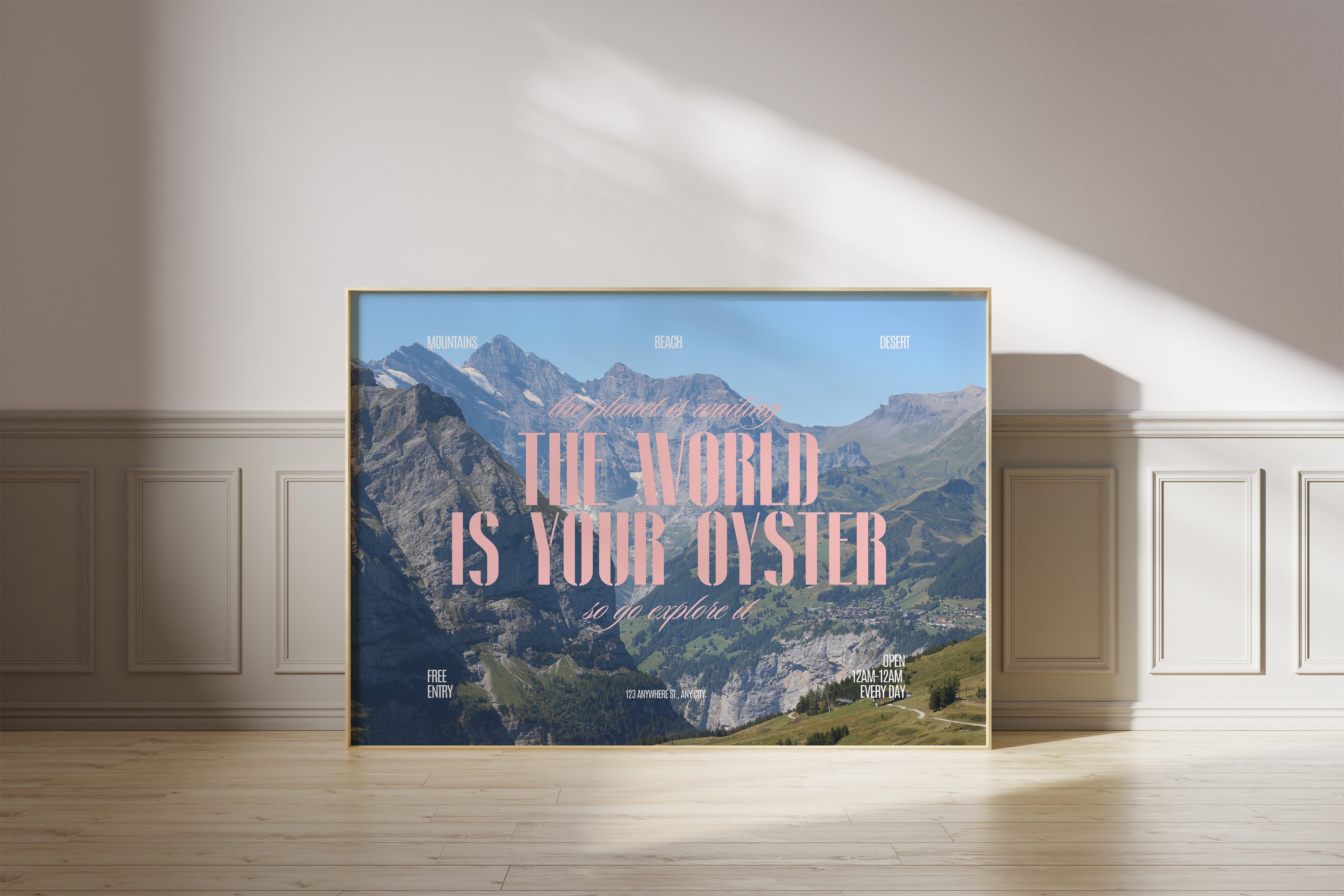 The World Is Your Oyster,Digital Art Prints,Out of Office Wall Art,Retro Photograph Prints,Retro Photo Art Print,Preppy Art,Trendy Art Print