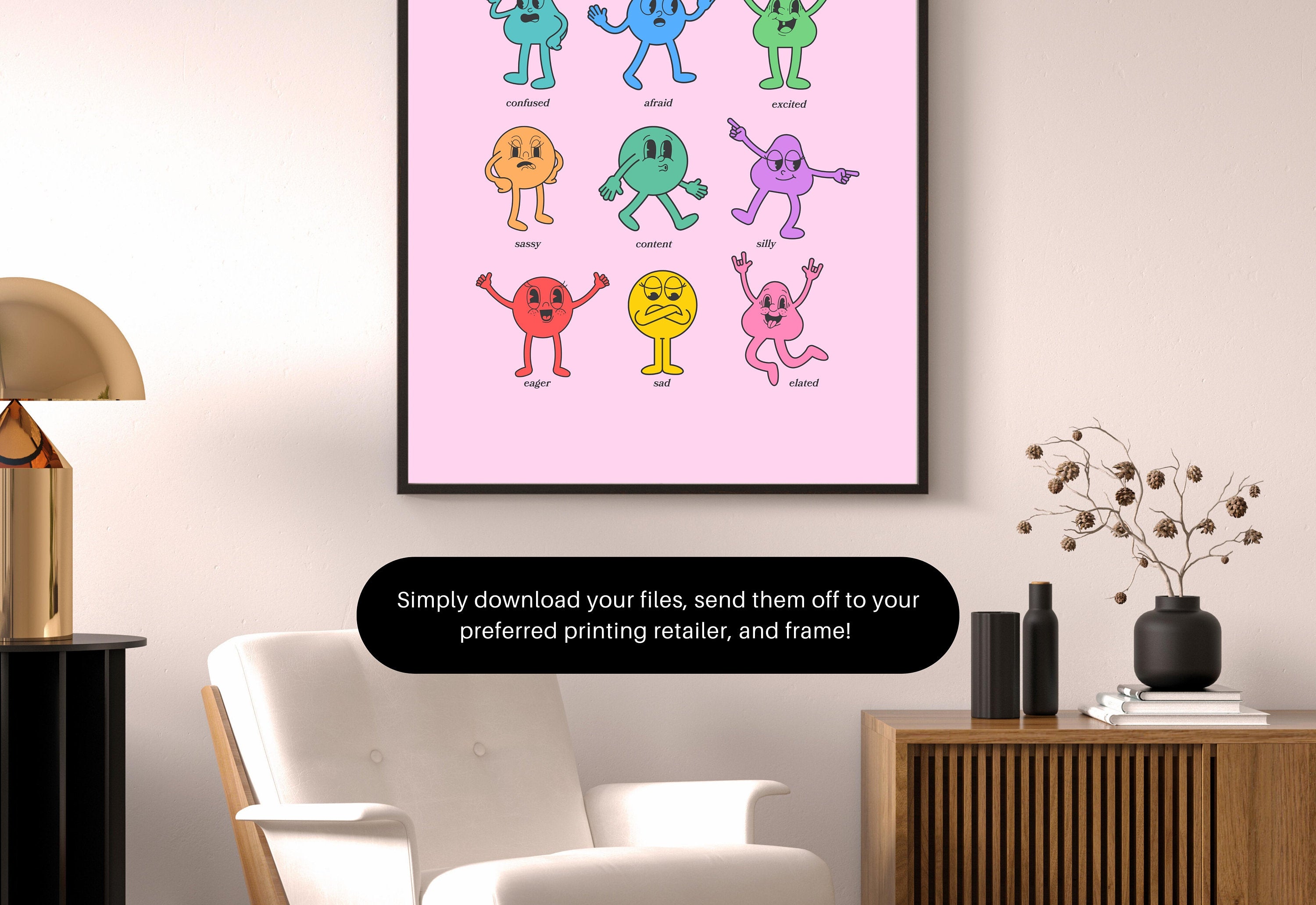 How Do You Feel Today? Retro Quote, Digital Prints Wall Art, Digital Prints, Emotions Art Prints, Mood and Feelings Poster, School Posters