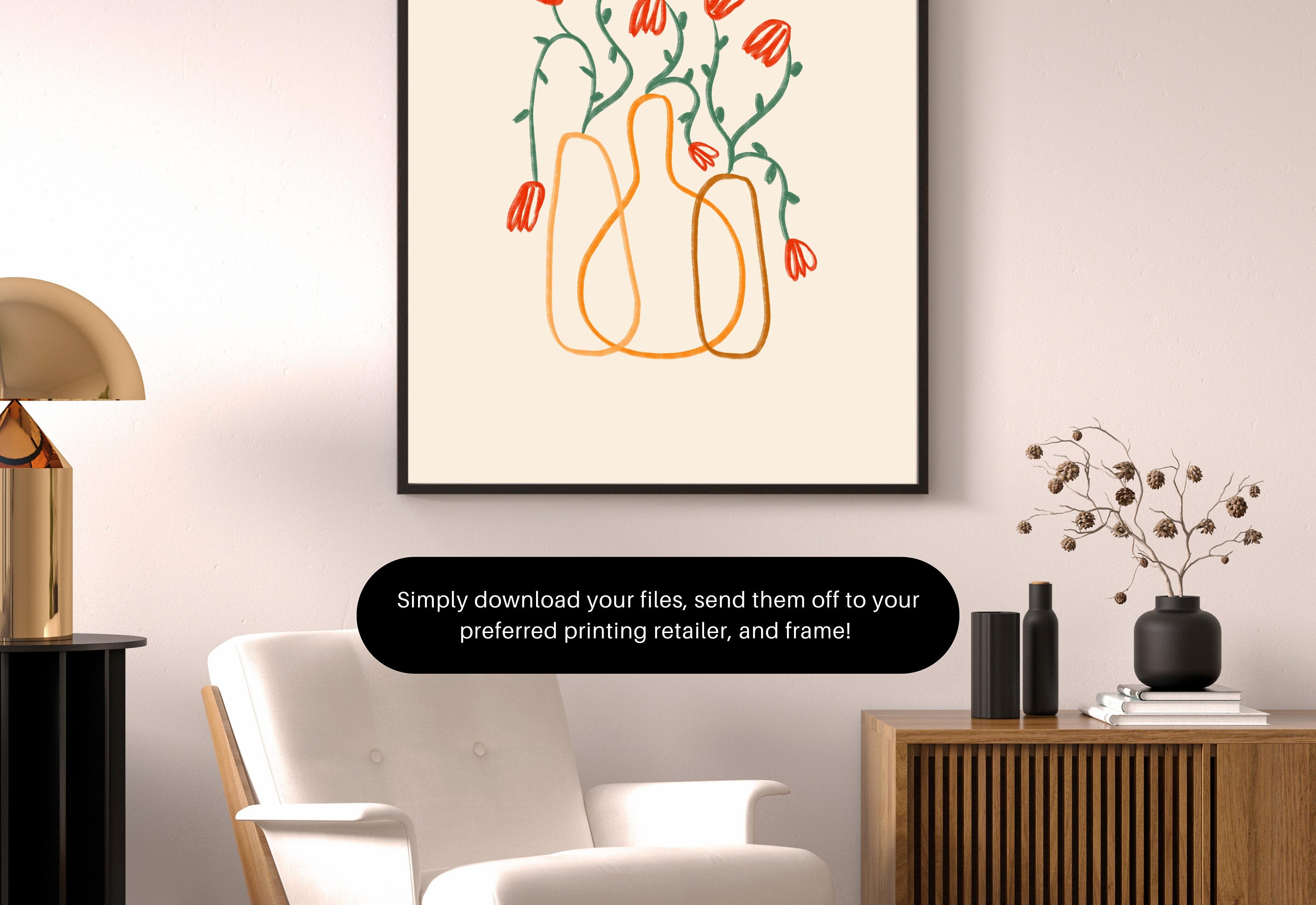 A bouquet of orange flowers in an orange vase, arranged in a spiral pattern for a dynamic and eye-catching composition.