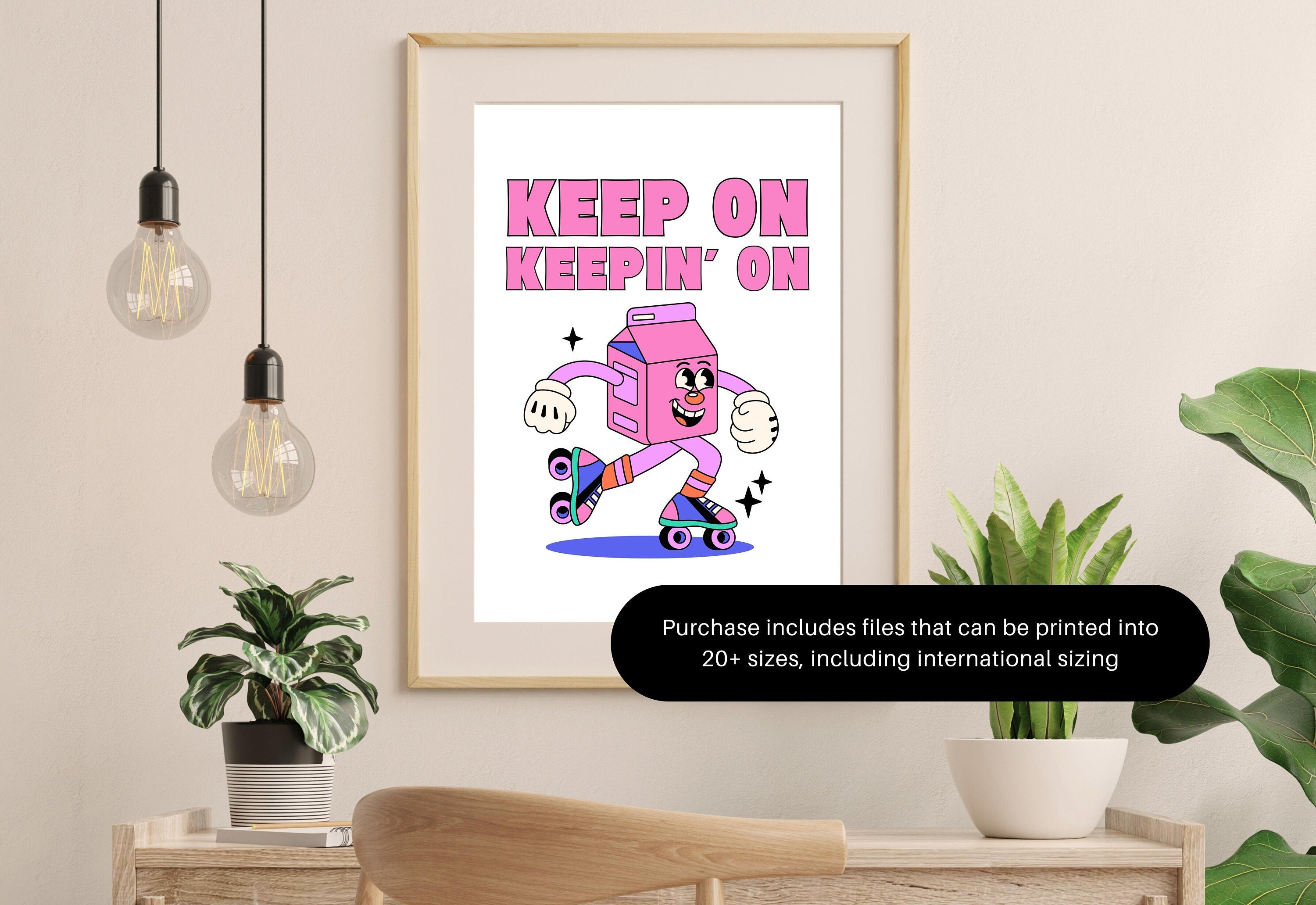 On A Roll-Digital Download-Wall Print-Retro Art-Downloadable Print-70s Art Print-Retro Character Art-Trendy Prints-Vintage Mascot Art