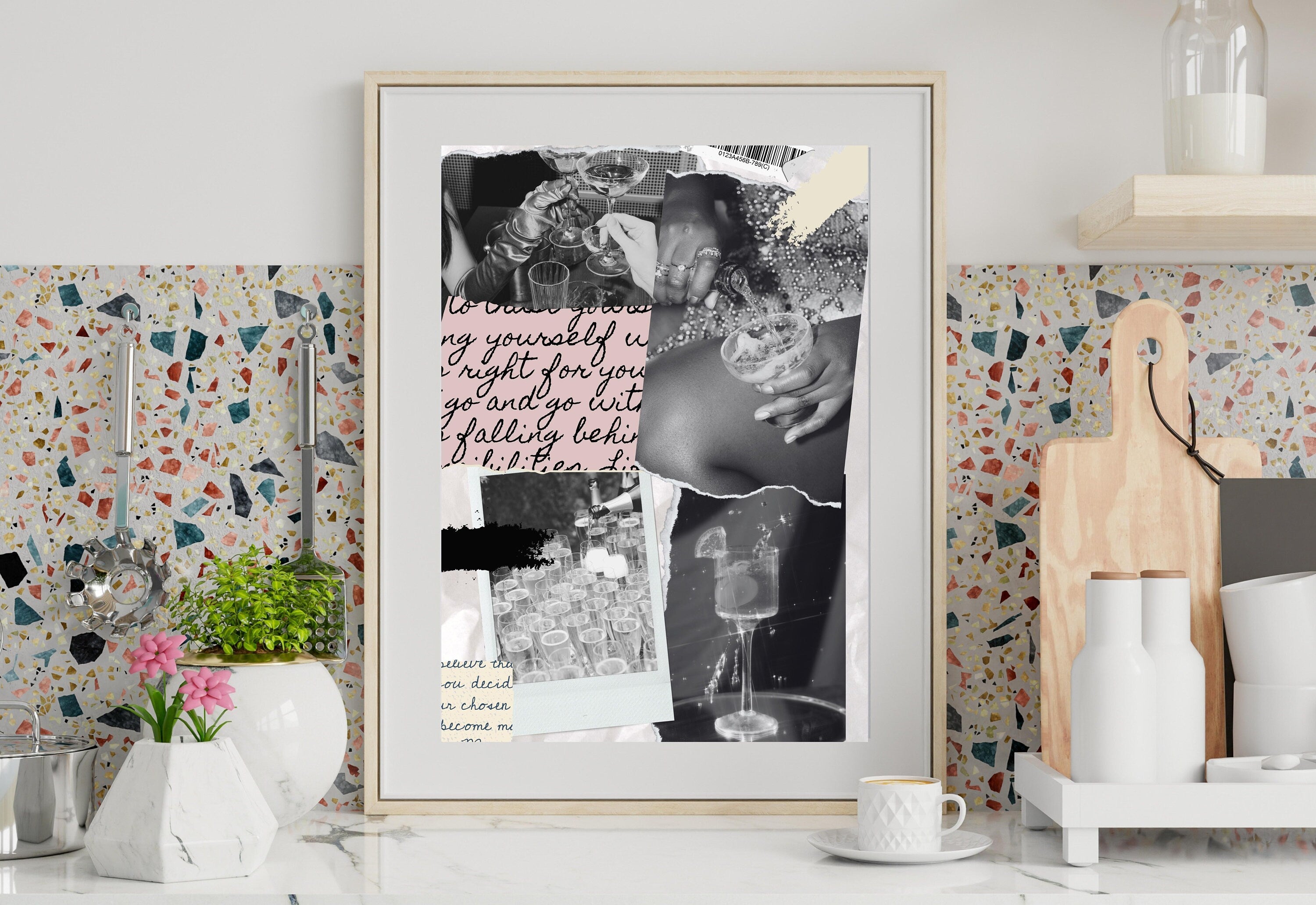 Grainy Retro Print,Digital Art Prints,Champagne Art,Retro Photograph Prints,Retro Photo Art Print,Preppy Art,Trendy Art Print