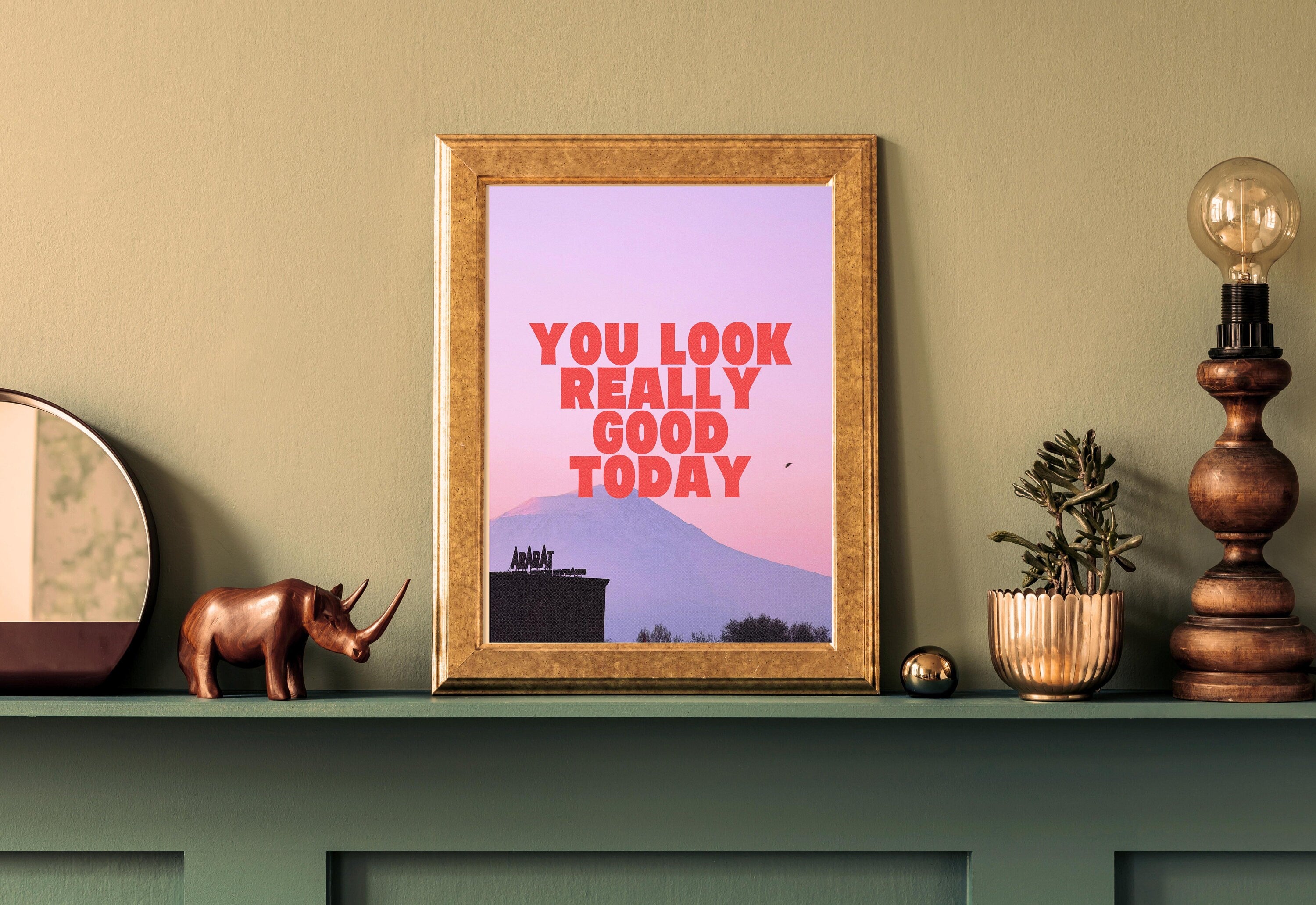 You Look Good Print-Digital Art Prints-Positivity Wall Art-Retro Prints-Retro Photo Art Print-Preppy Art-Grainy Gradient-Trendy Print