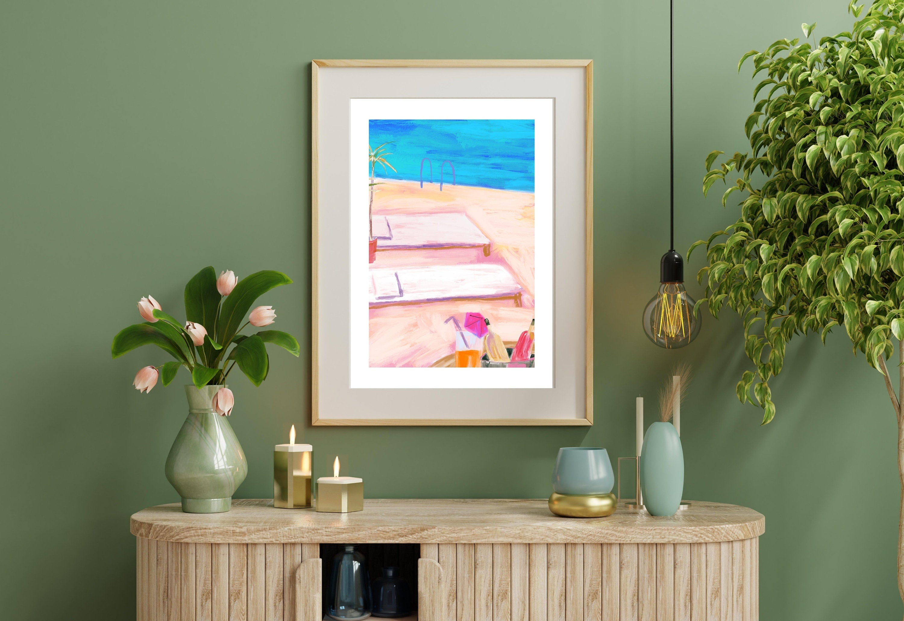 Pool Art Print,Wall Art Print,Digital Downloads,Trendy Art,Beach Art,Retro Downloadable Print,Pink Apartment Painting,1950s Aesthetic