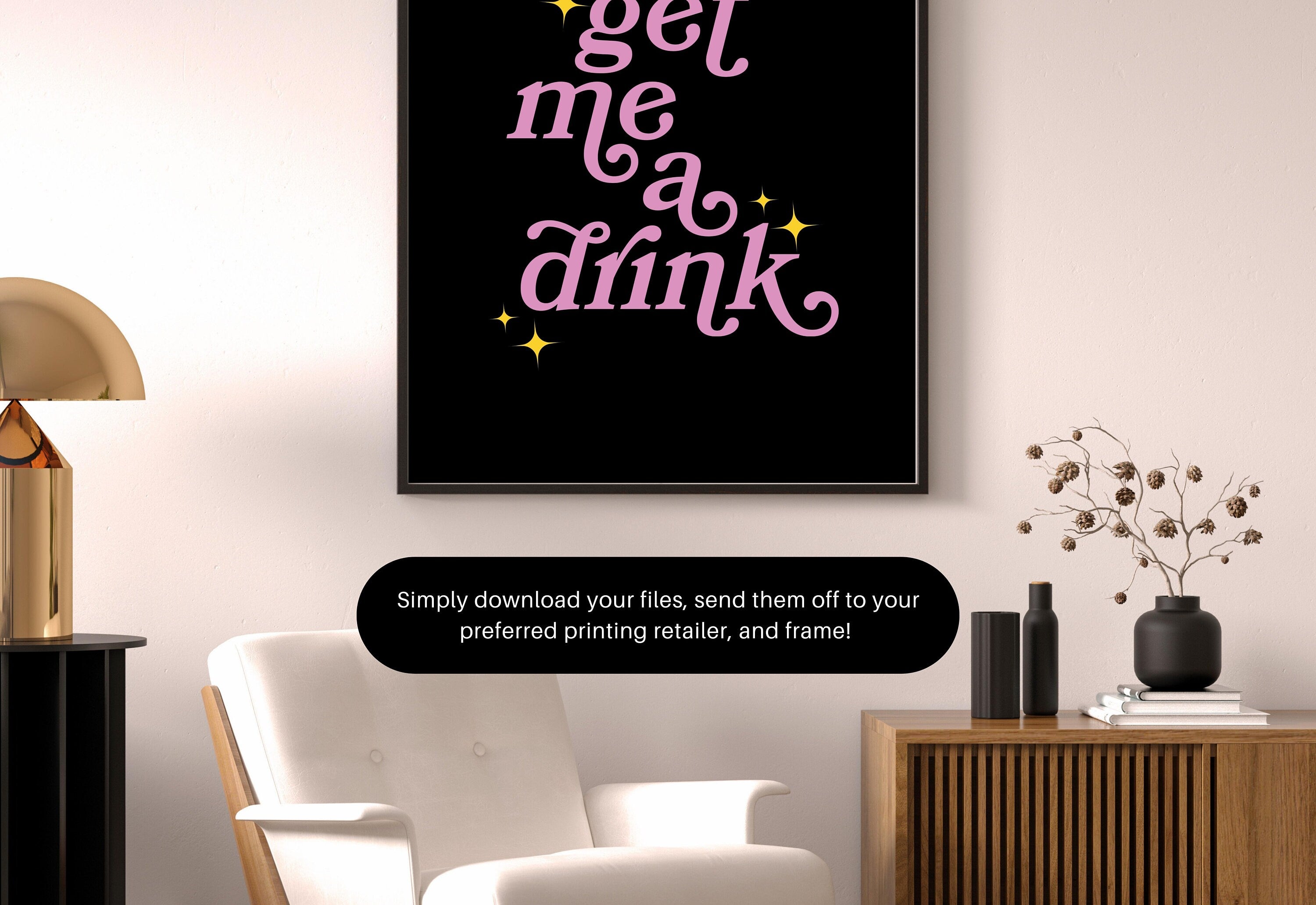 Girl Dinner Art-Digital Download-Martini Art-Retro Print-Cheers Print-Trendy Art-Minimalist Art Print-Girly Art-Cocktail Art-Bar Cart Art