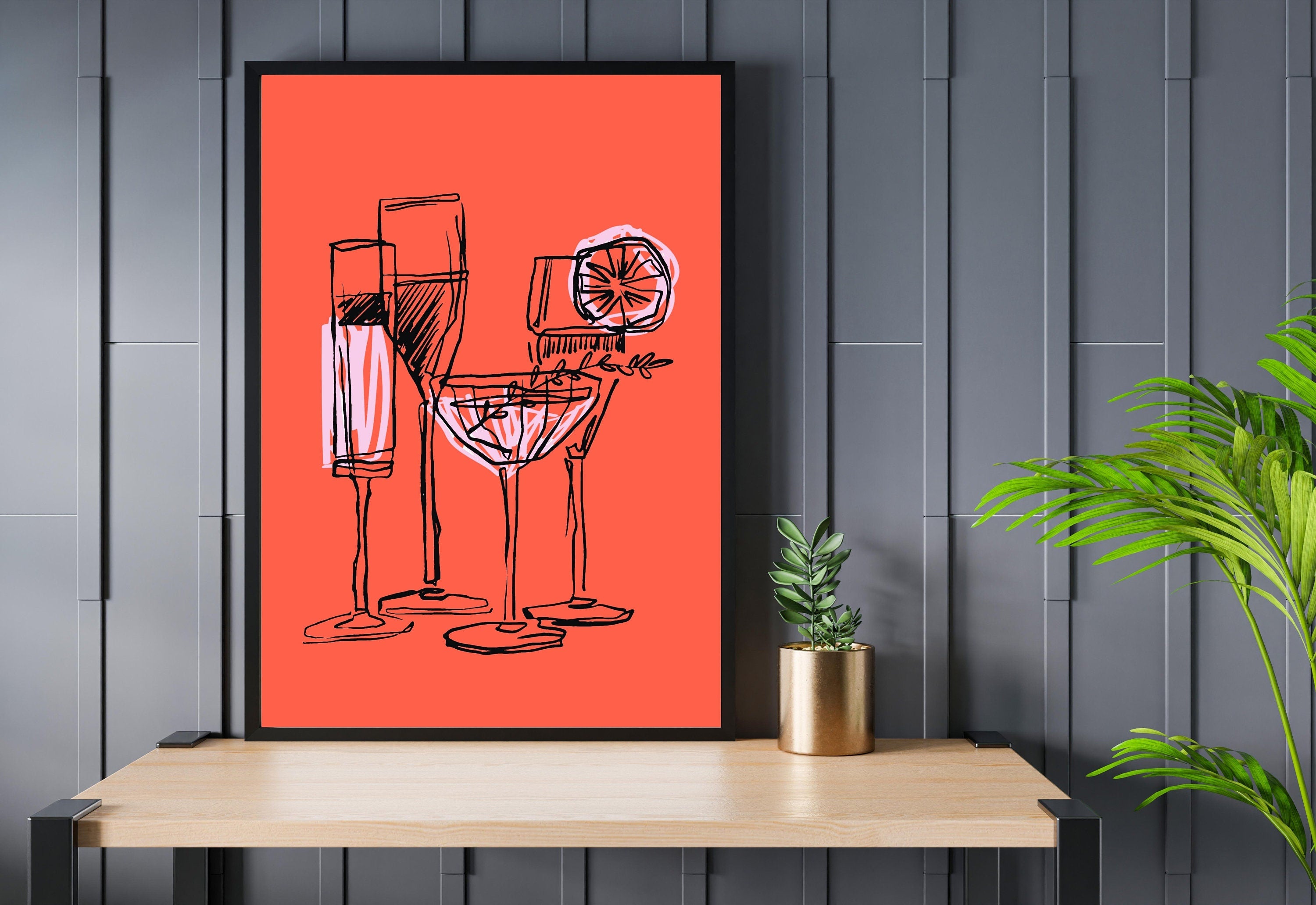 Cocktails Art Print,Digital Downloads,Christmas Gift,Cheers Art,Trendy Art,Retro Cocktails Art,Girly Art,Cocktail Prints-Trendy Pink Art