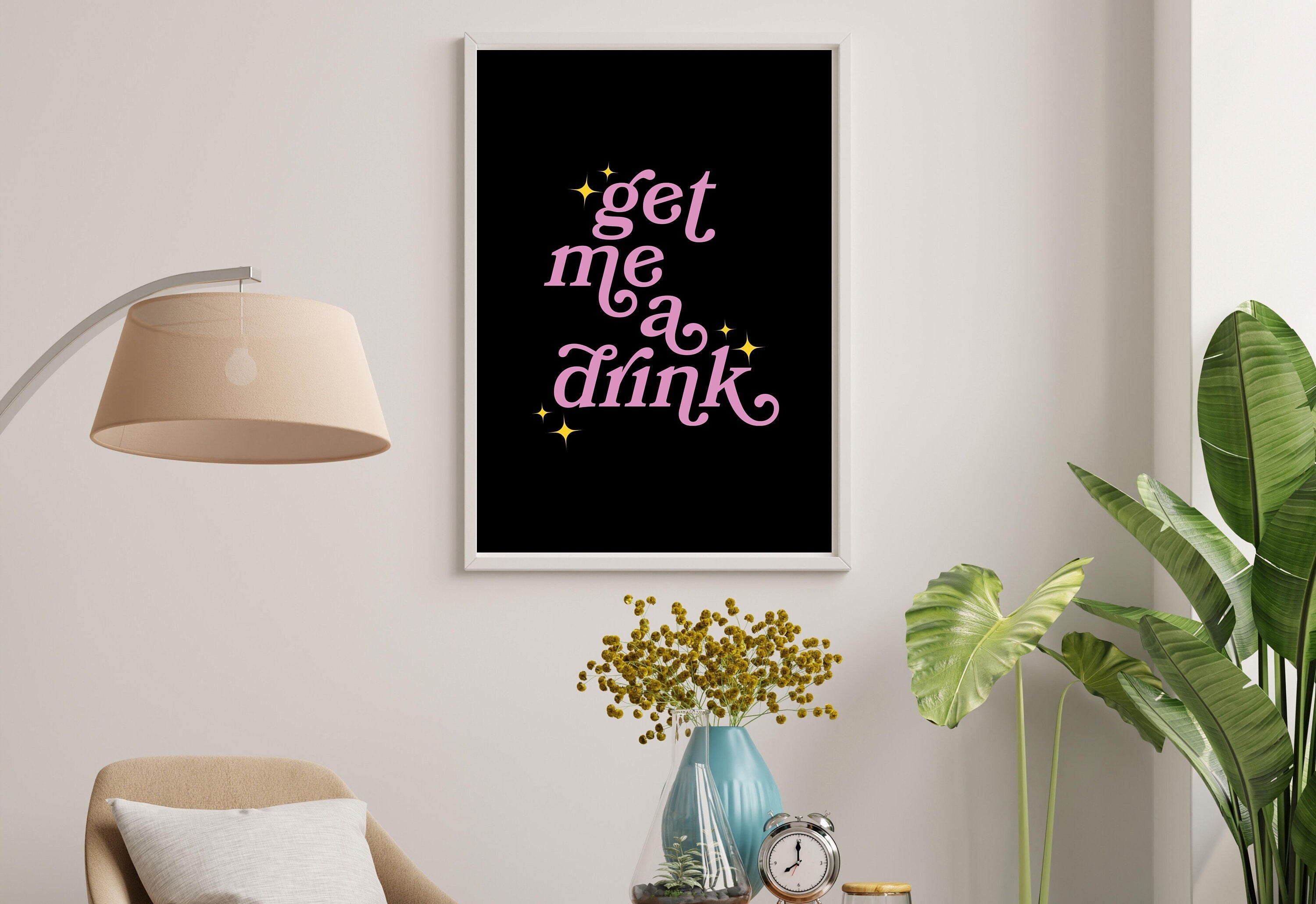 Girl Dinner Art-Digital Download-Martini Art-Retro Print-Cheers Print-Trendy Art-Minimalist Art Print-Girly Art-Cocktail Art-Bar Cart Art