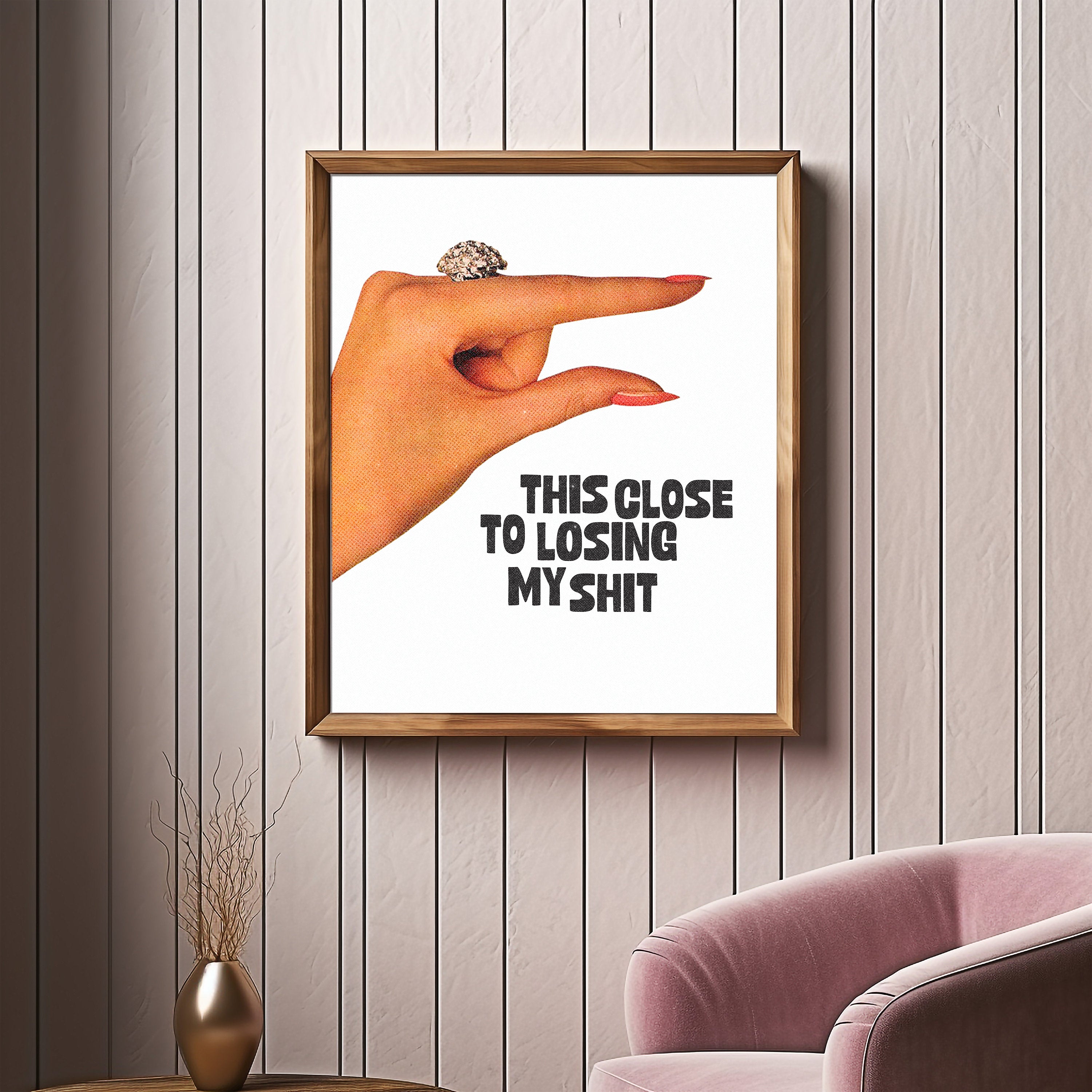 Losing My Shit Art-Digital Download-Vintage Art-Retro Print-Funny Girly Print-Trendy Art-Retro Trendy Art Print-Girly Art-Bar Cart Art