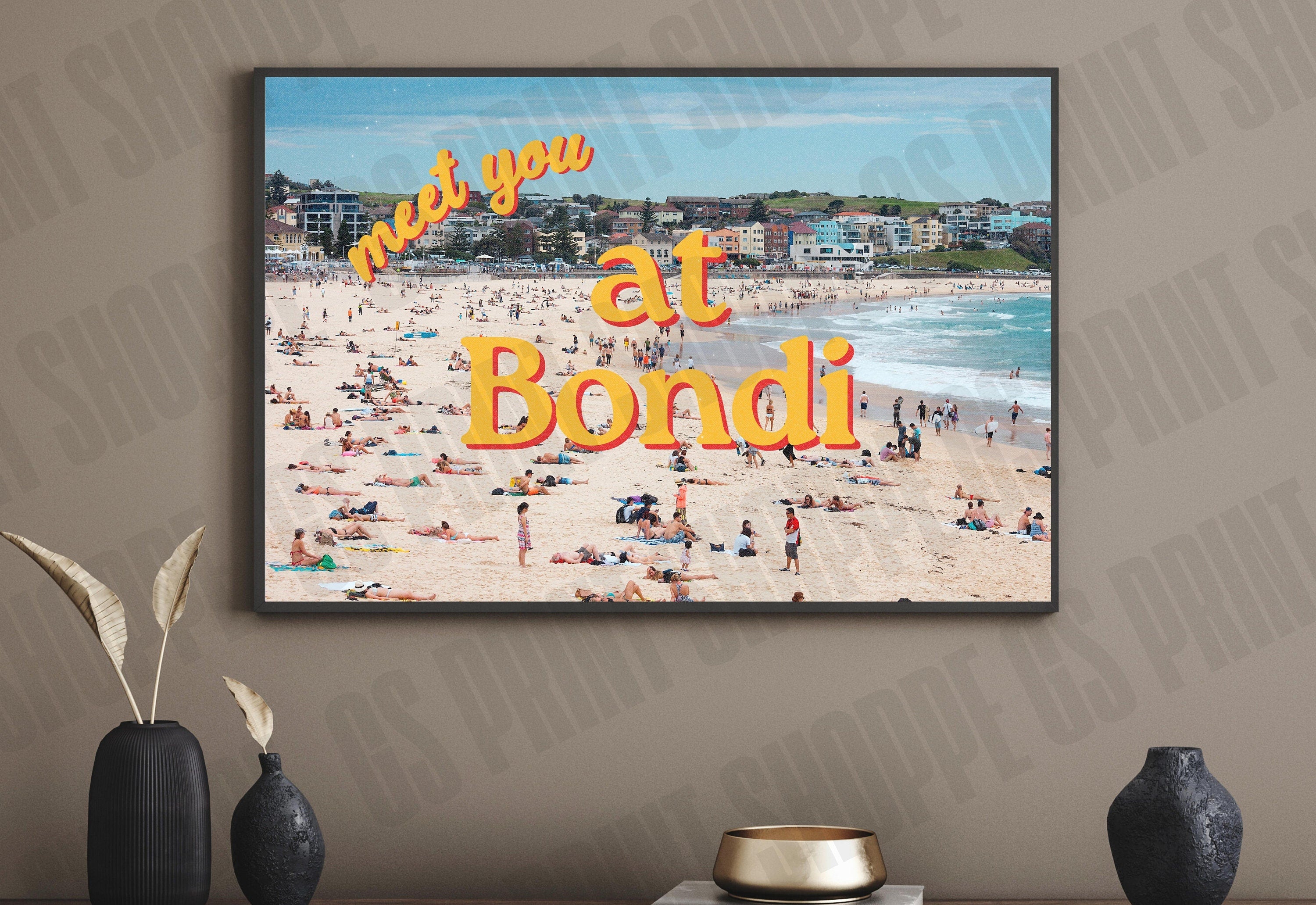 Grainy Retro Print,Digital Art Prints,See you in Bondi,Retro Photograph Prints,Austrailia Photo Art,Bondi Art print,Trendy Art Print