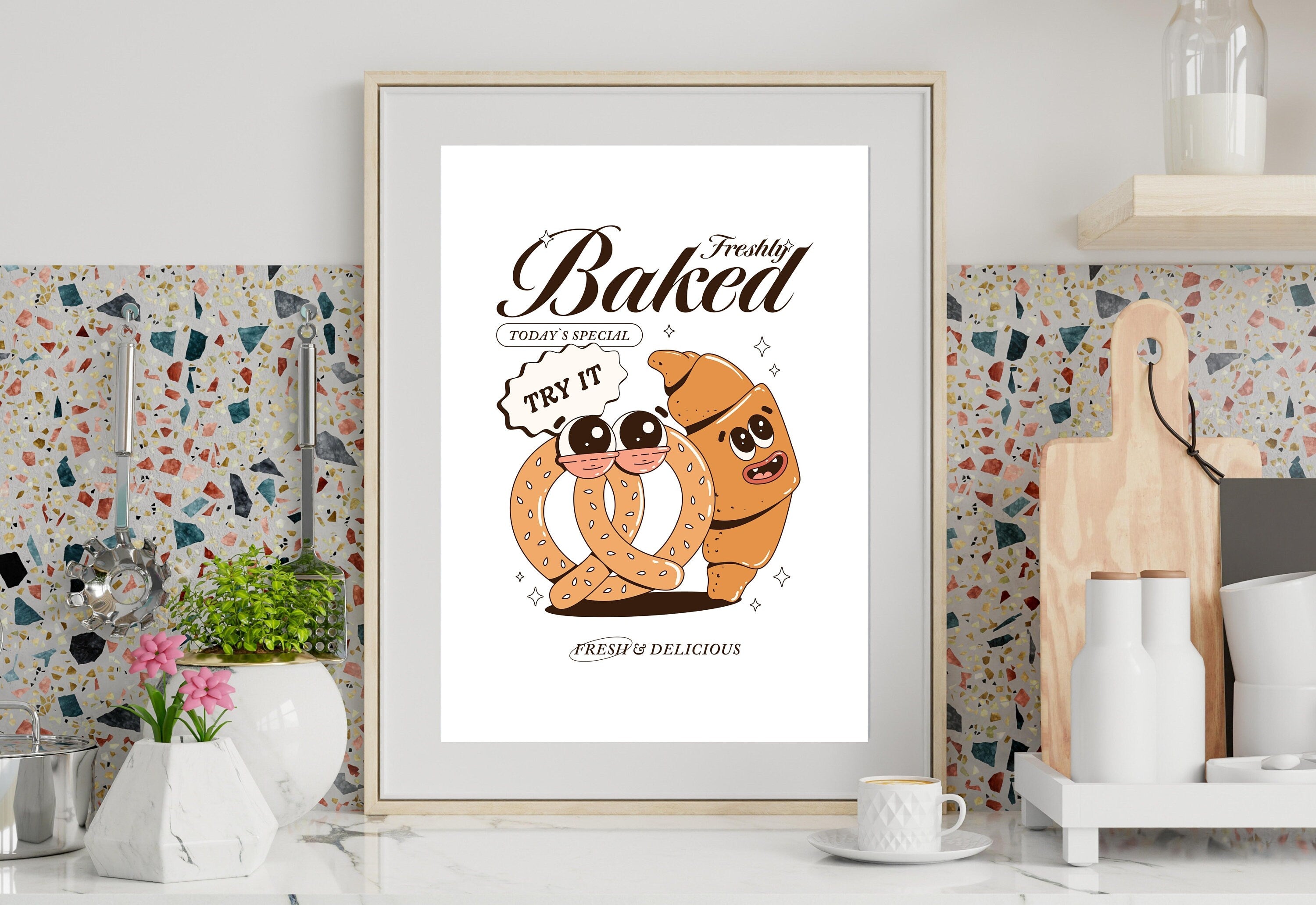 Retro Cartoon Poster, Breakfast Prints, Breakfast Art, Kitchen Posters, Mood and Feelings Poster, Cute Cartoon Posters, Kitchen Art Prints