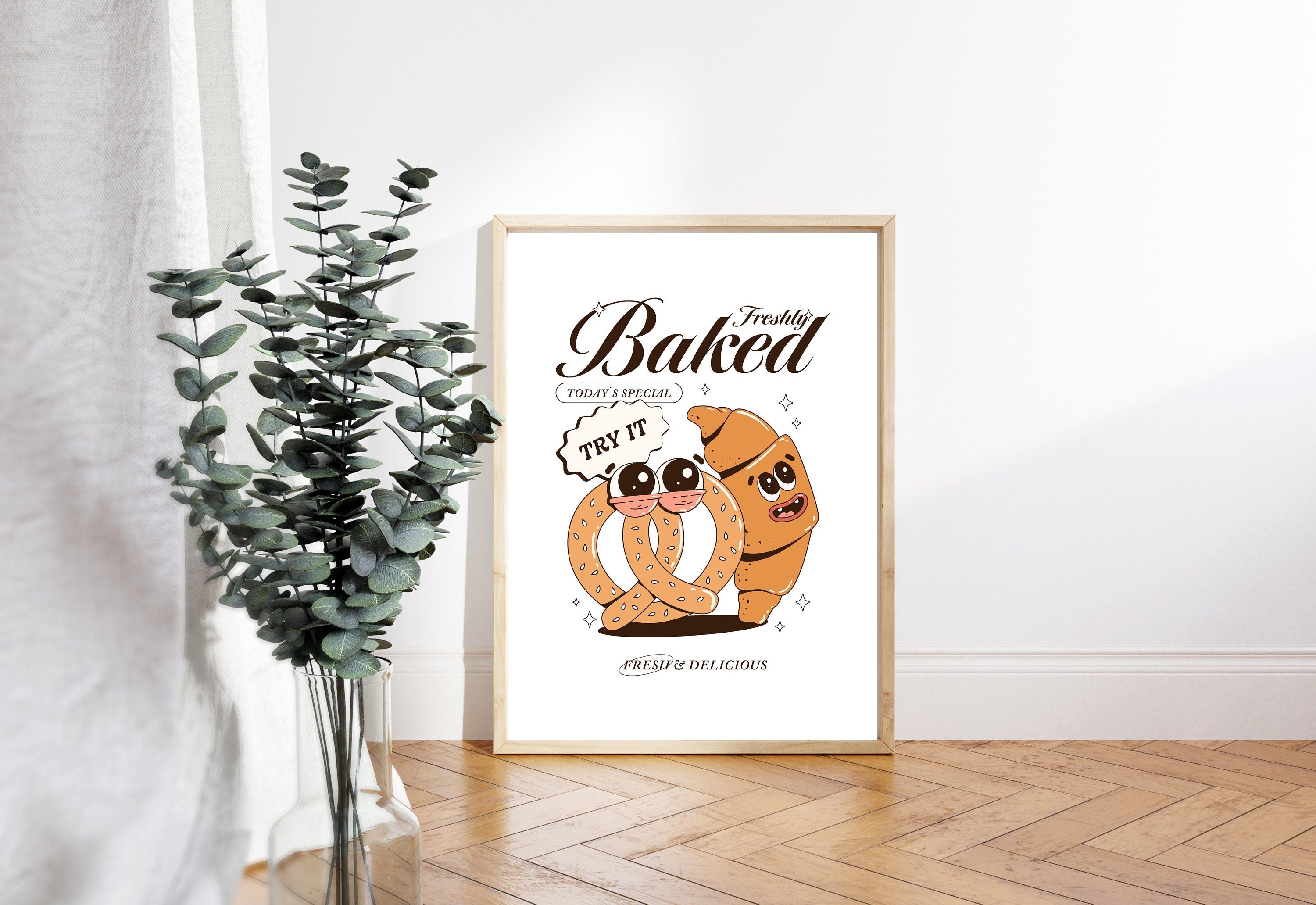 Retro Cartoon Poster, Breakfast Prints, Breakfast Art, Kitchen Posters, Mood and Feelings Poster, Cute Cartoon Posters, Kitchen Art Prints