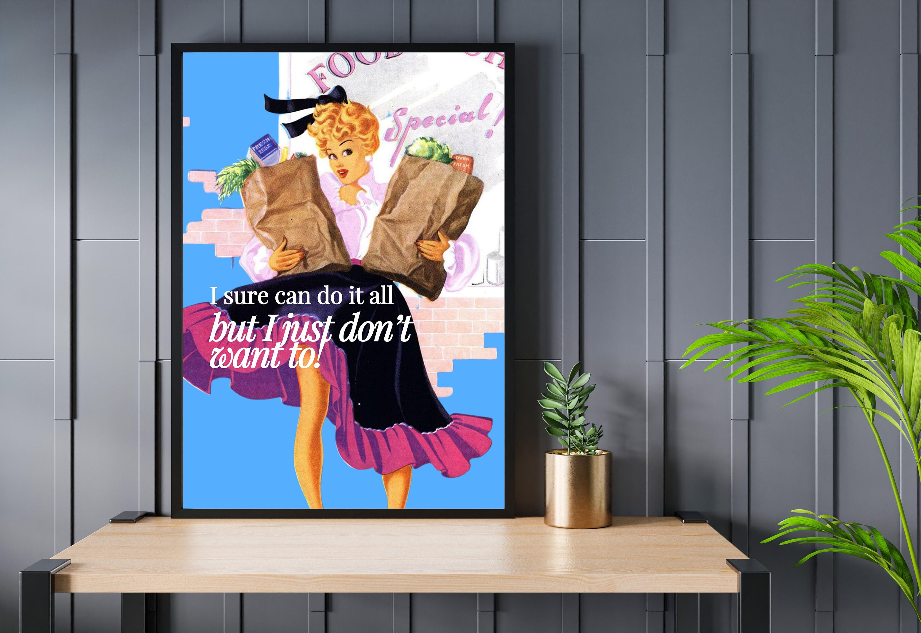 Retro Comic Print, Digital Poster, Retro Collage, Gallery Wall Print, Girly Print, Pulp Art Prints, Pin Up Girl Art, Feminist Art Print