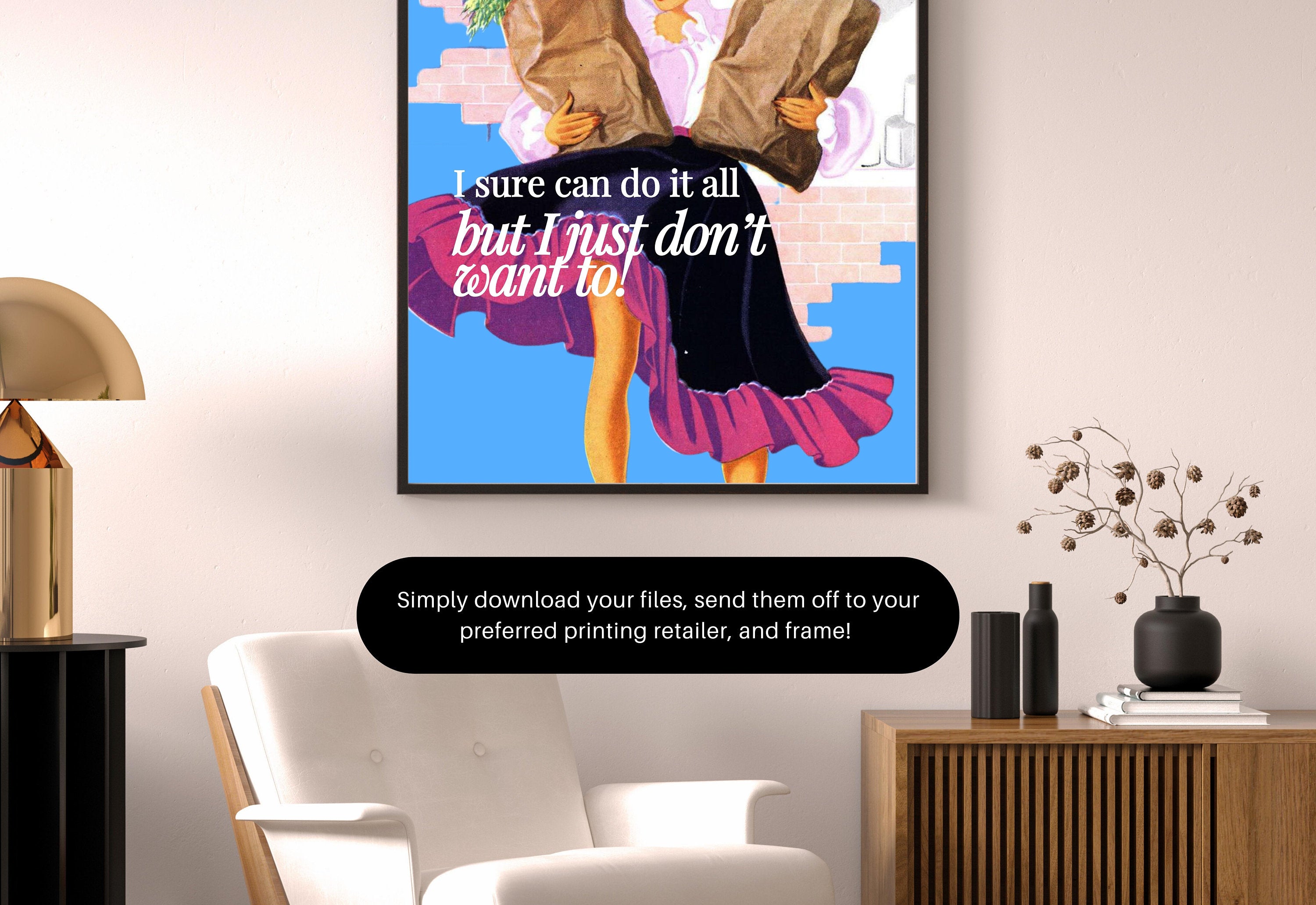 Retro Comic Print, Digital Poster, Retro Collage, Gallery Wall Print, Girly Print, Pulp Art Prints, Pin Up Girl Art, Feminist Art Print