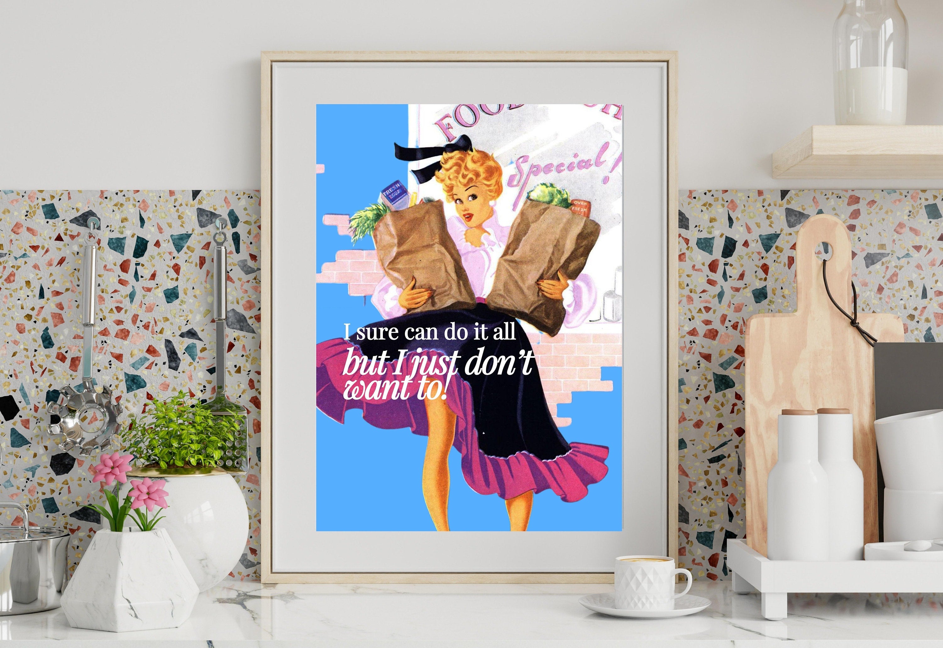 Retro Comic Print, Digital Poster, Retro Collage, Gallery Wall Print, Girly Print, Pulp Art Prints, Pin Up Girl Art, Feminist Art Print