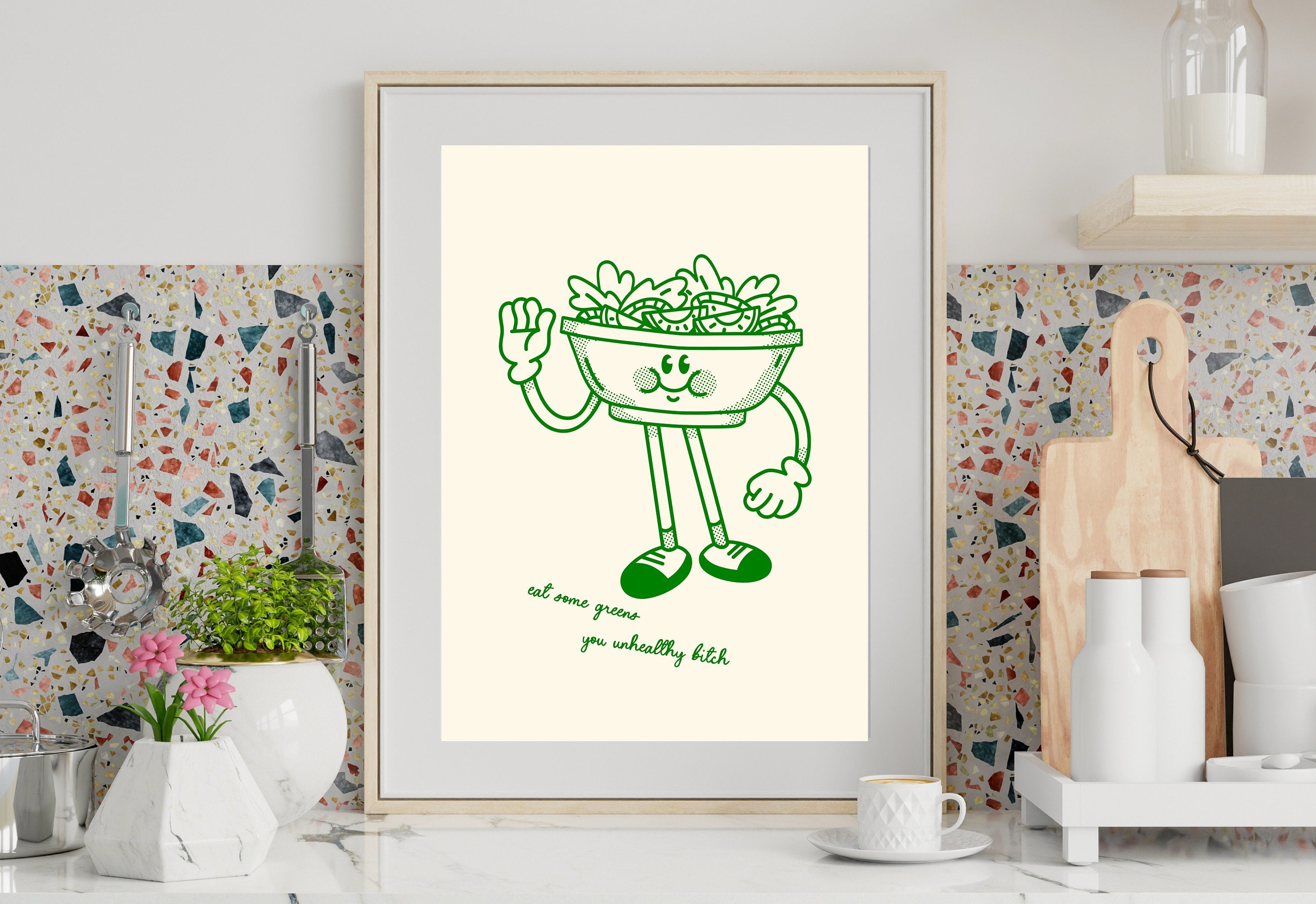 Salad Art, Digital Download,Kitchen Wall Art Print,Digital Food Art Print,Trendy Wall Art Print,Kitchen Printables,Kitchen Wall Decor