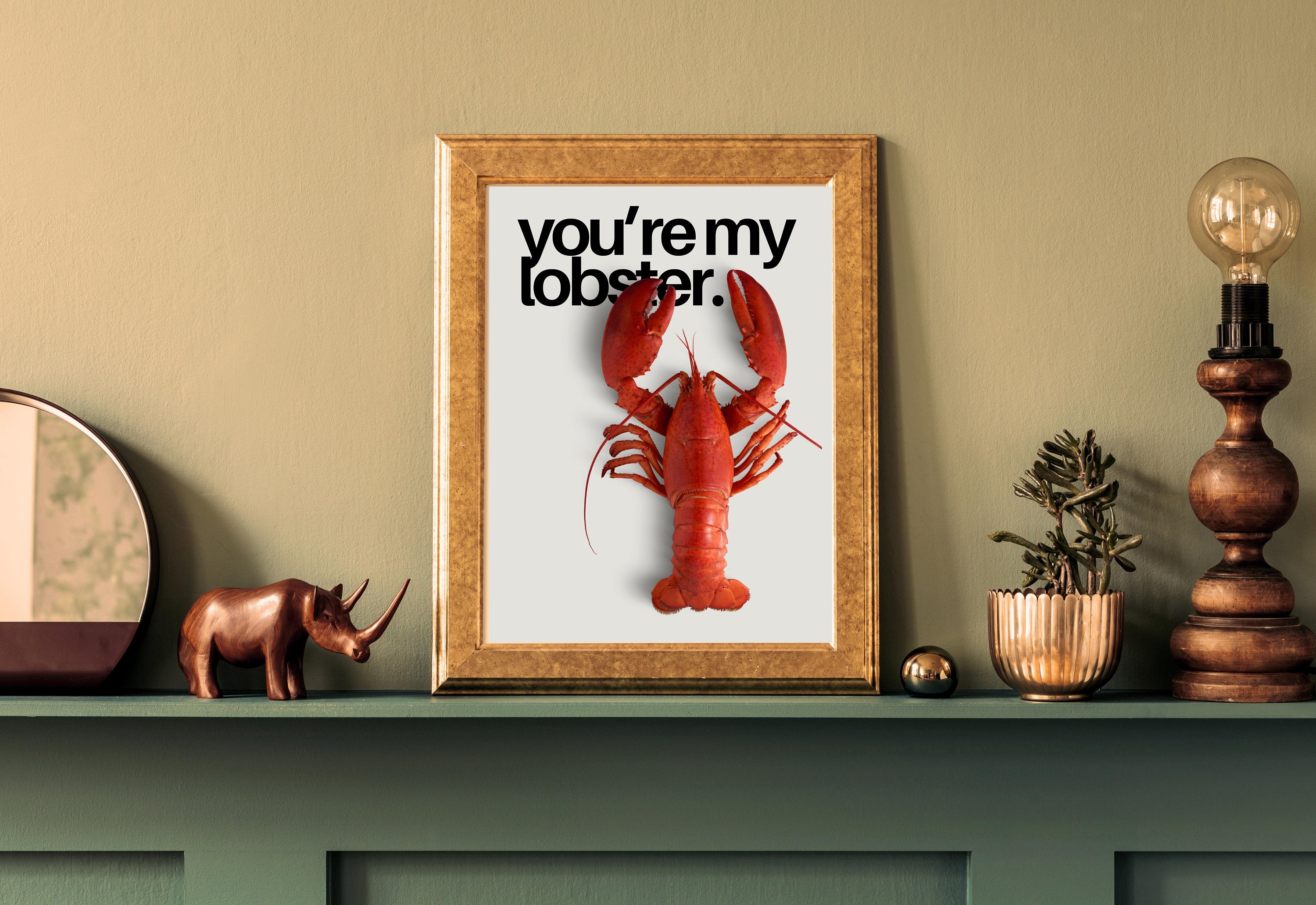 You're my lobster, Digital Art, Cute lobster Art, Retro Decor, Friends Themed Art, Vintage Art, Y2K Girly Decor, You're my lobster prints