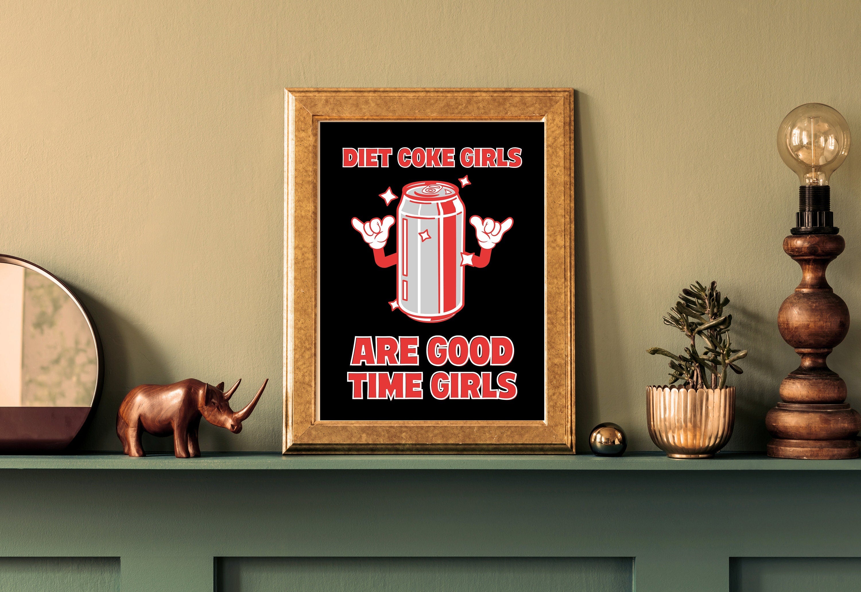 Soda Poster-Diet CokeWall Print-Digital Download-Preppy Pink Prints-Coke Wall Art-Vintage Doll Art-Y2K Aesthetic-Girly Bar Cart Art
