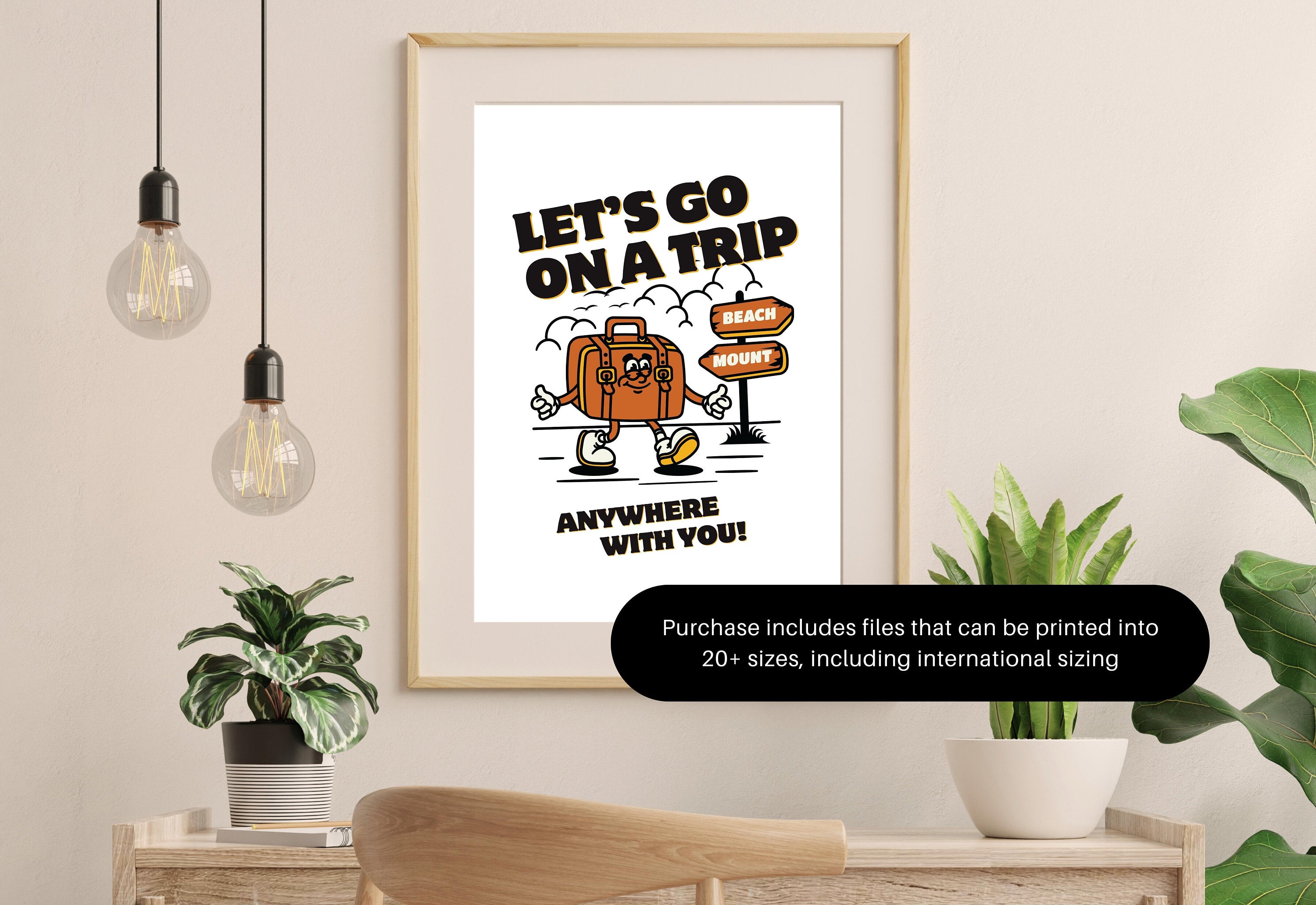 Aesthetic Decor, Cute Art Posters, Inspo Wall Print, Minimalist Cartoon, Lets Take a Trip Poster, Retro Art, Wall Art Print, Digital Art