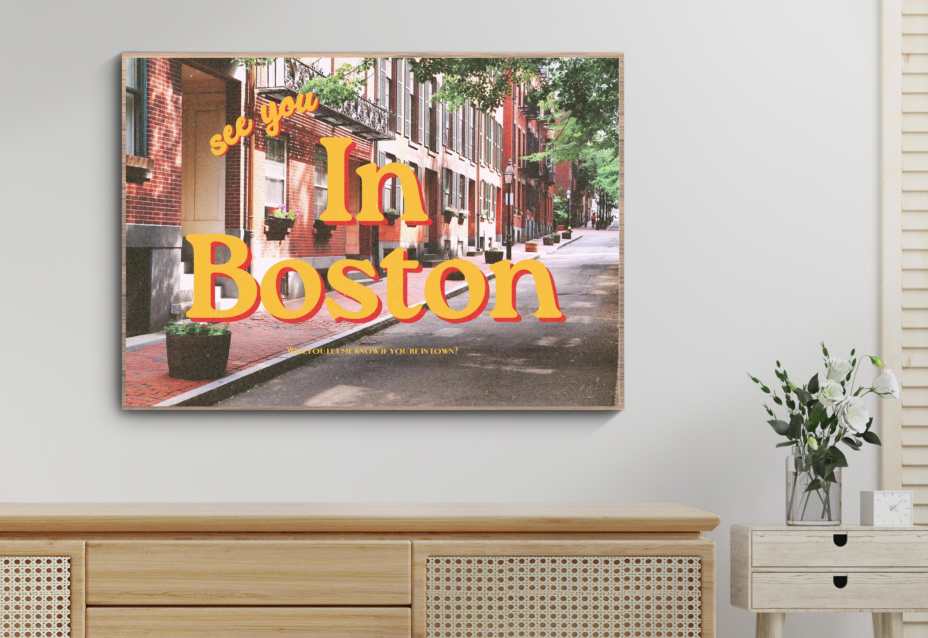 Grainy Retro Print,Digital Art Prints,See you in Boston,Retro Photograph Prints,Retro Photo Art Print,Preppy Art,Trendy Art Print