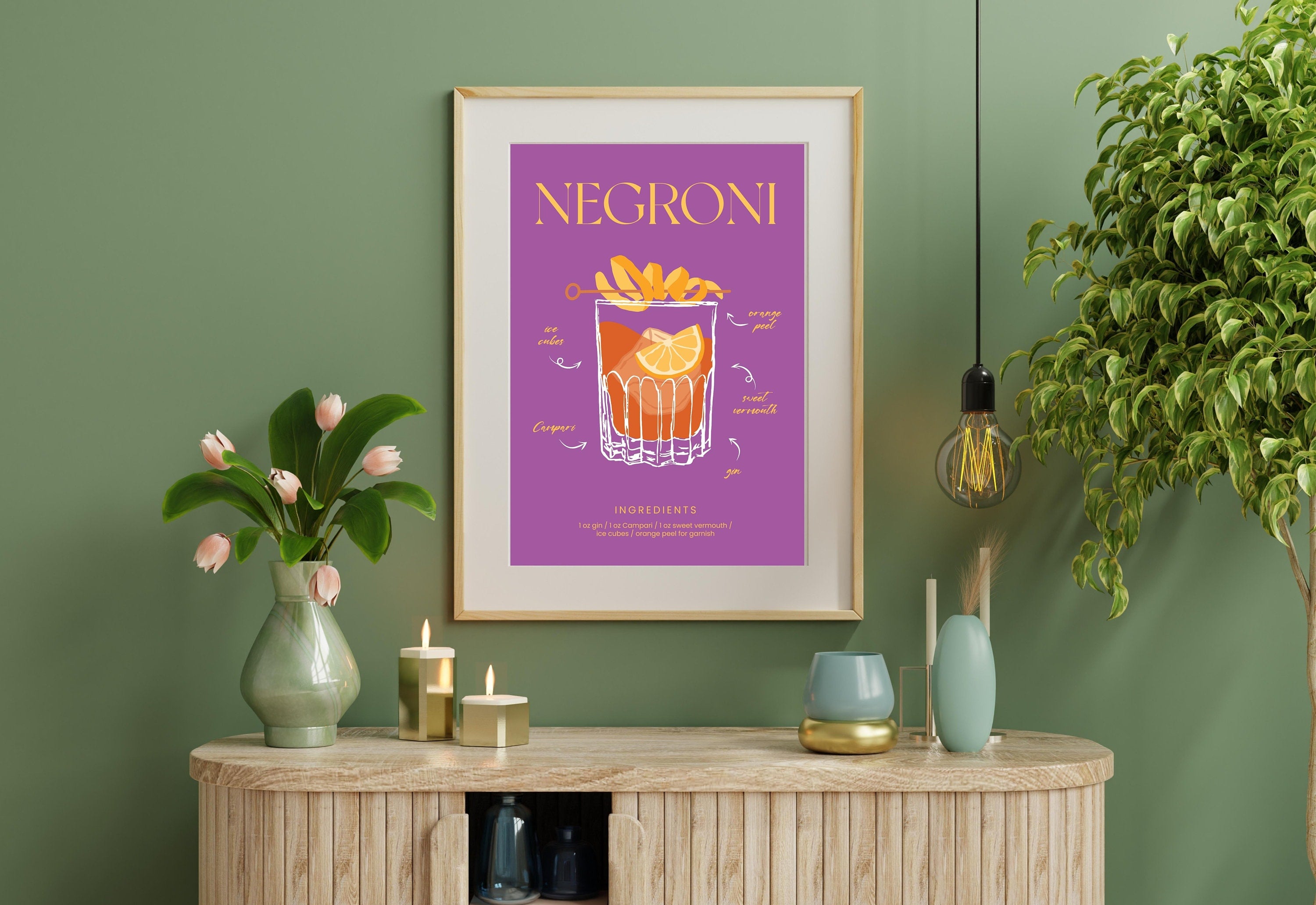 Salud Art Print, Wine Art, Cheers Art Print, Trendy Art, 70s Art Print, Girly Negroni Art, Cocktail Art, Purple Bar Cart Art