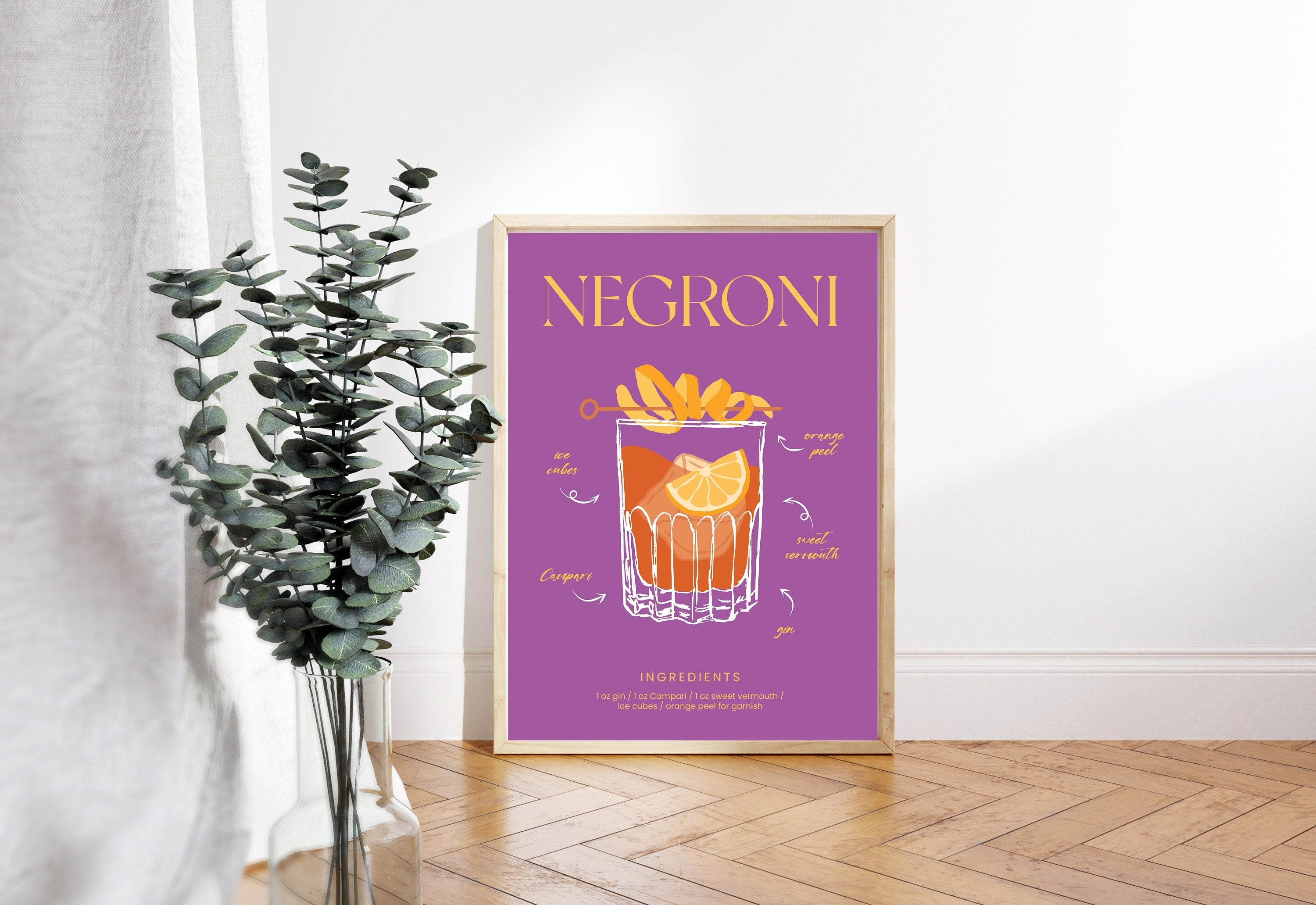 Salud Art Print, Wine Art, Cheers Art Print, Trendy Art, 70s Art Print, Girly Negroni Art, Cocktail Art, Purple Bar Cart Art