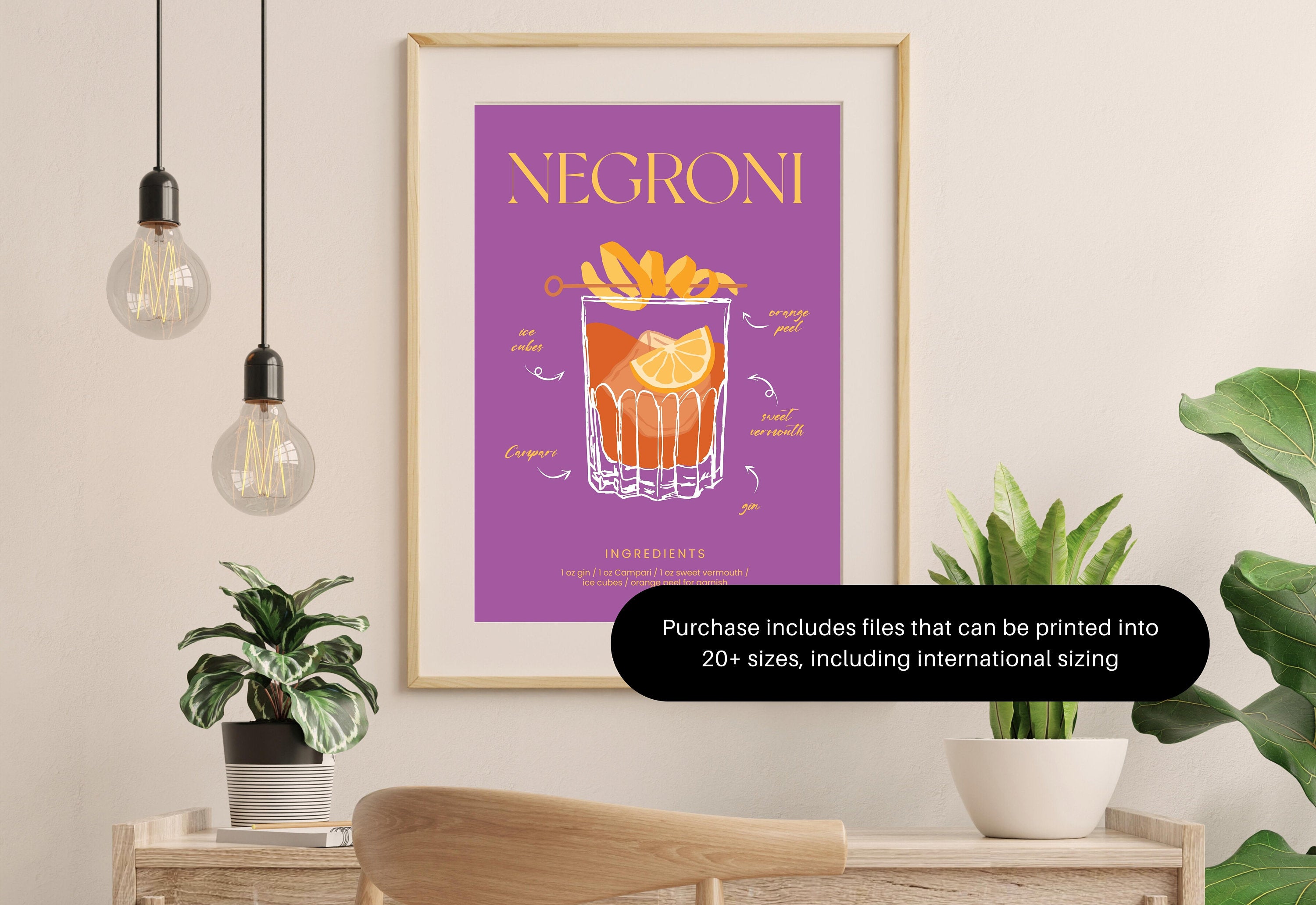 Salud Art Print, Wine Art, Cheers Art Print, Trendy Art, 70s Art Print, Girly Negroni Art, Cocktail Art, Purple Bar Cart Art