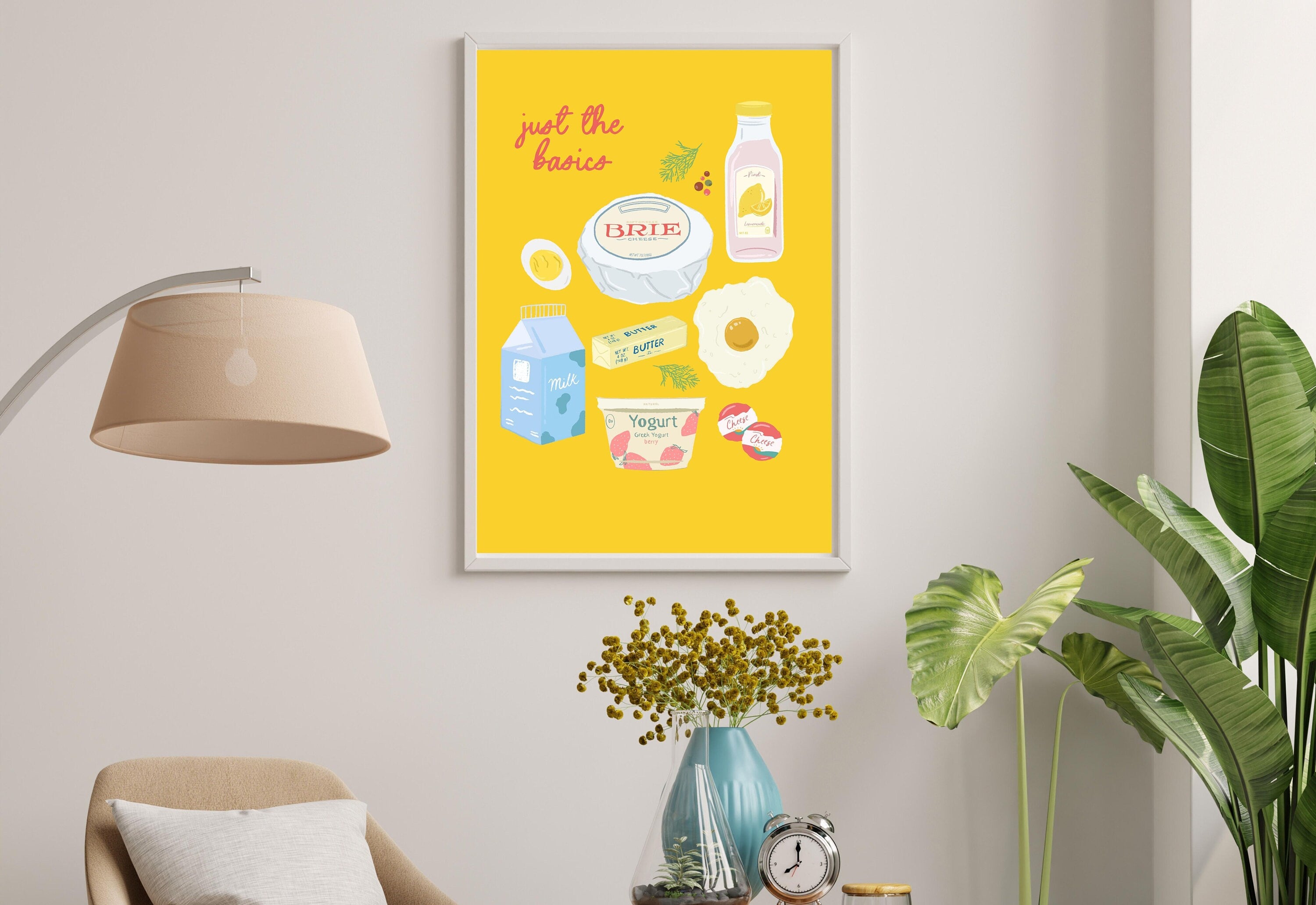 Retro Food Poster, Digital Download, Preppy Food Prints, Fun Kitchen Art, Doodle Food, Y2K Aesthetic, Girly Kitchen Art, Bar Cart Posters