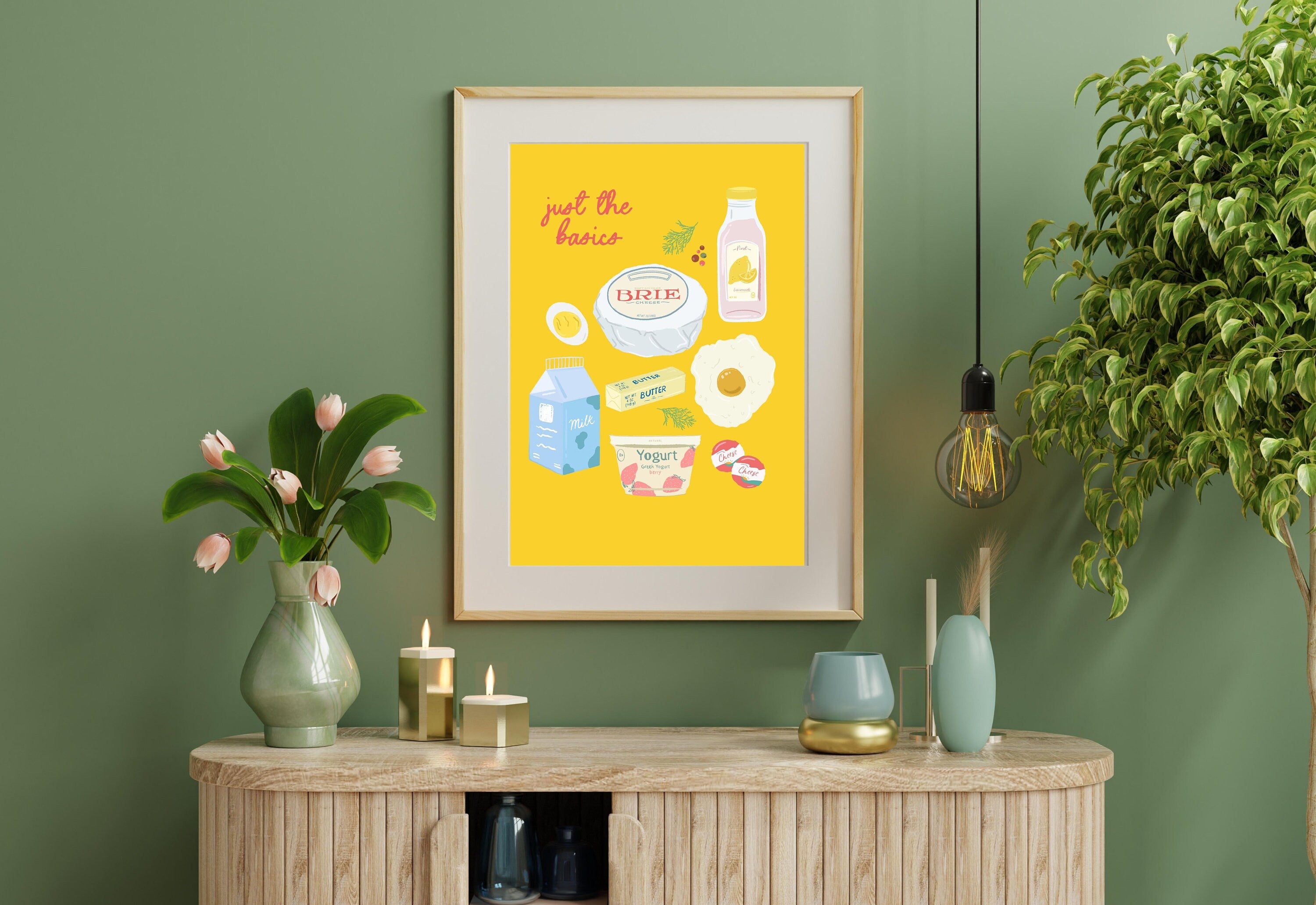 Retro Food Poster, Digital Download, Preppy Food Prints, Fun Kitchen Art, Doodle Food, Y2K Aesthetic, Girly Kitchen Art, Bar Cart Posters