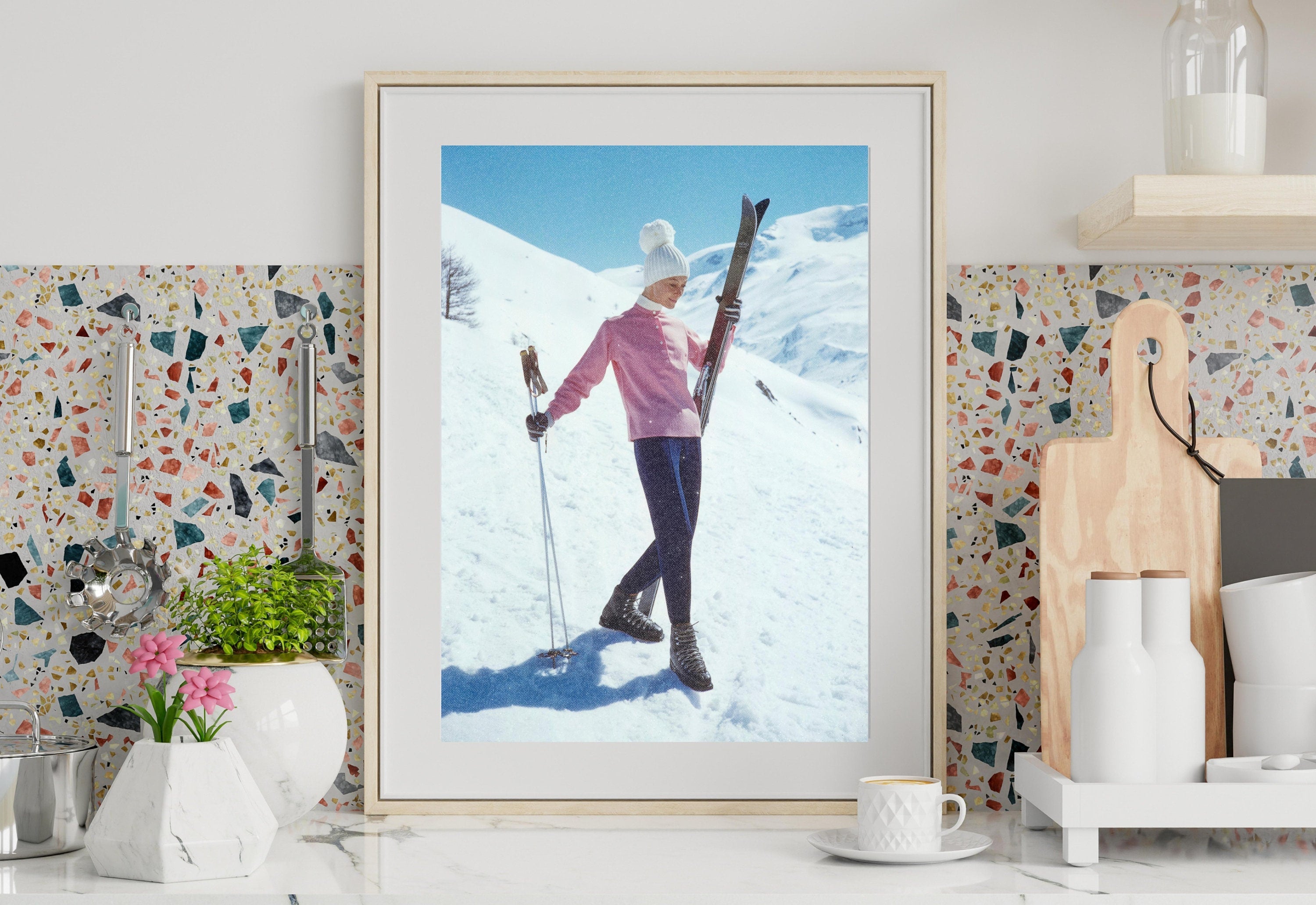 Digital Art Prints, Skiing Wall Art, Retro Photograph Prints, Snow Print, Preppy Prints, Bar Cart, Colorado Art Print, Vintage photo Art