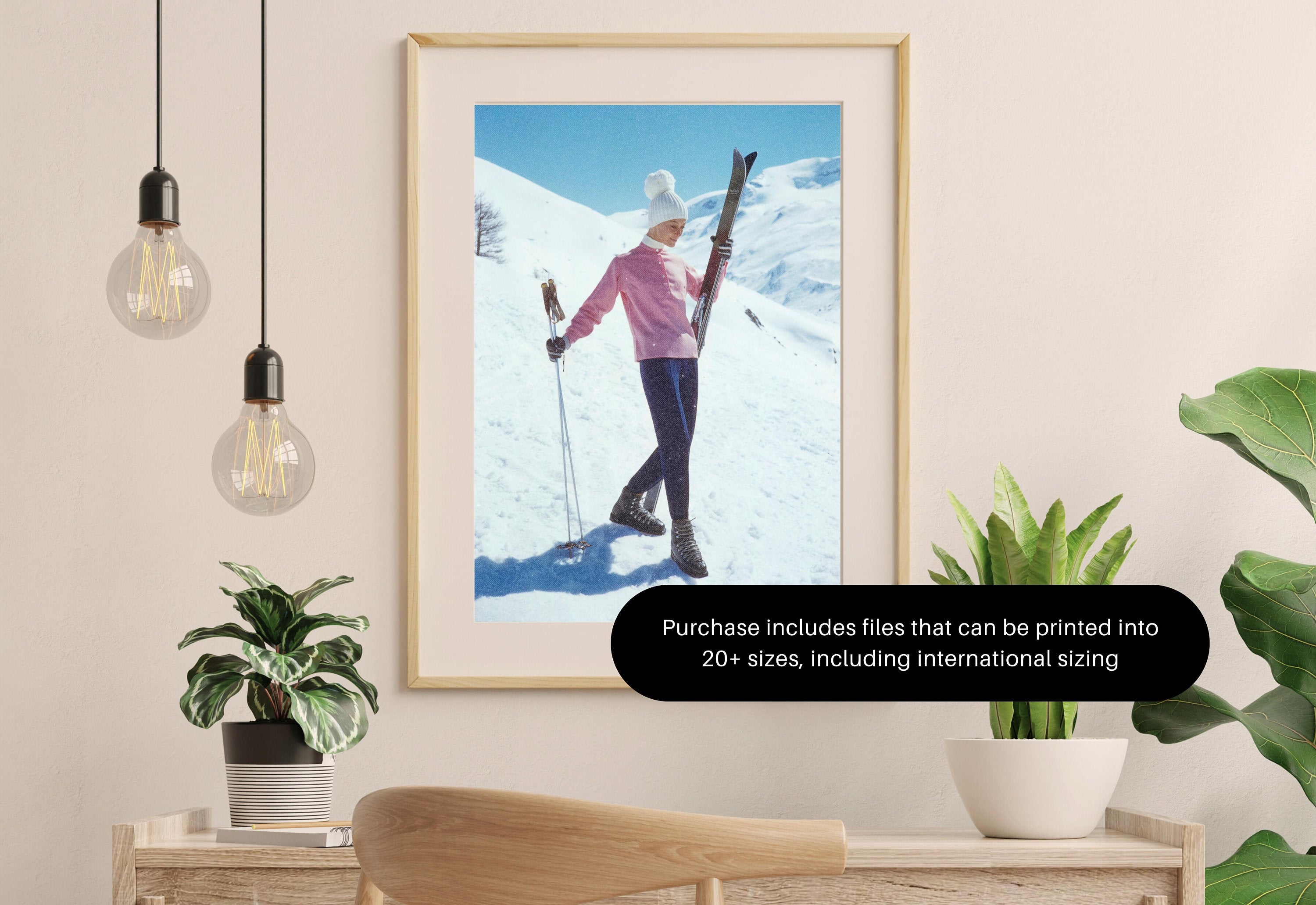 Digital Art Prints, Skiing Wall Art, Retro Photograph Prints, Snow Print, Preppy Prints, Bar Cart, Colorado Art Print, Vintage photo Art