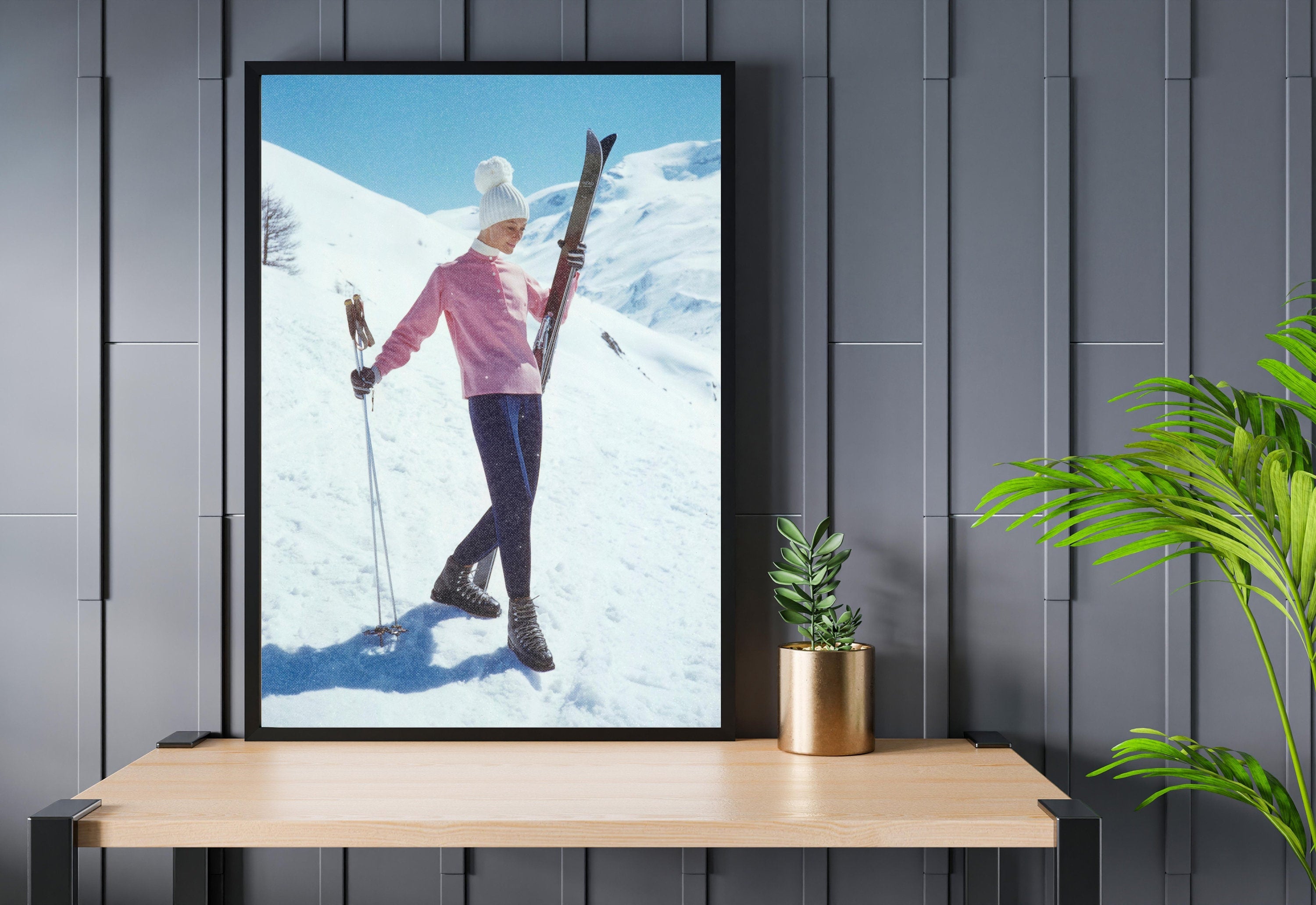 Digital Art Prints, Skiing Wall Art, Retro Photograph Prints, Snow Print, Preppy Prints, Bar Cart, Colorado Art Print, Vintage photo Art