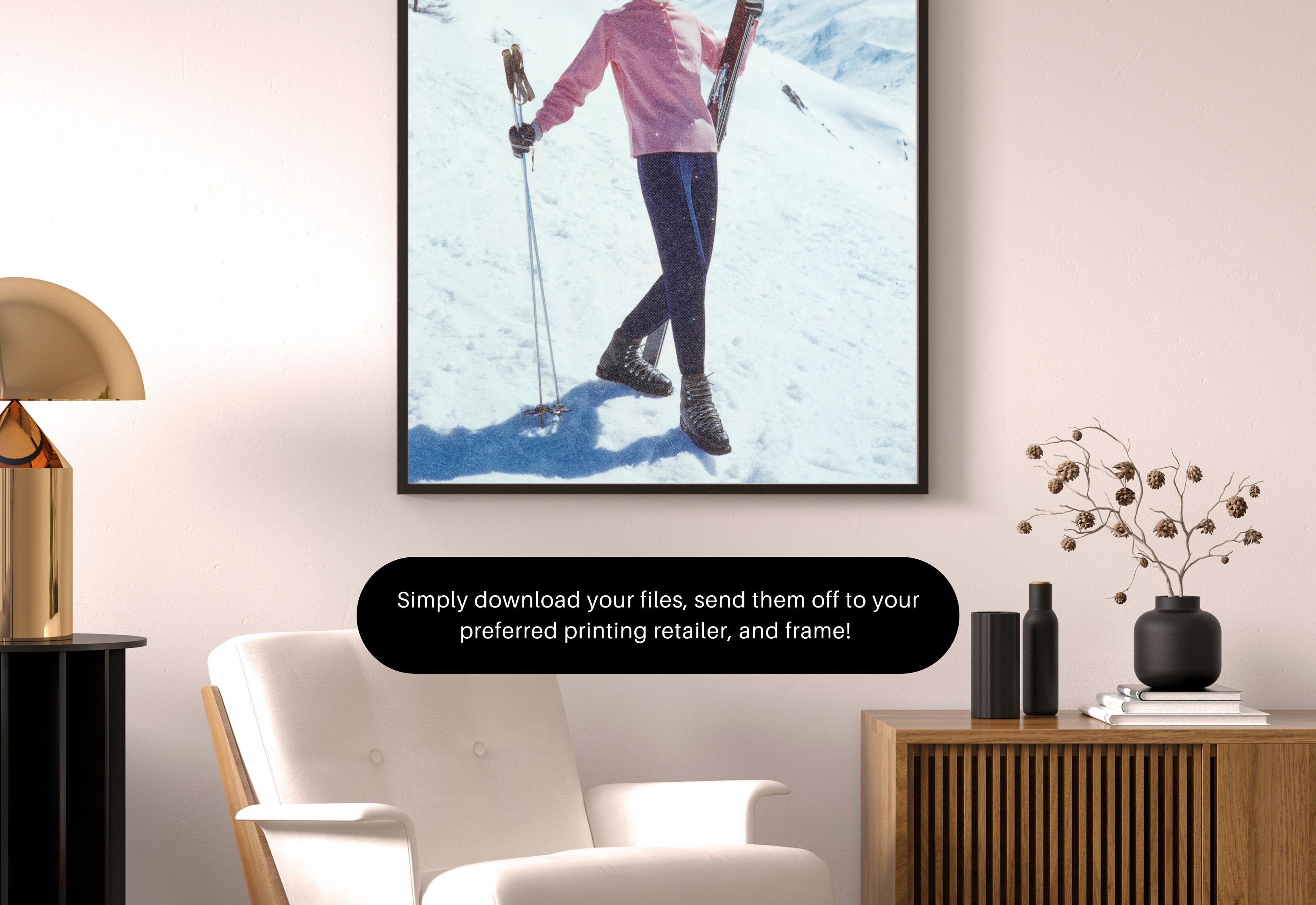 Digital Art Prints, Skiing Wall Art, Retro Photograph Prints, Snow Print, Preppy Prints, Bar Cart, Colorado Art Print, Vintage photo Art