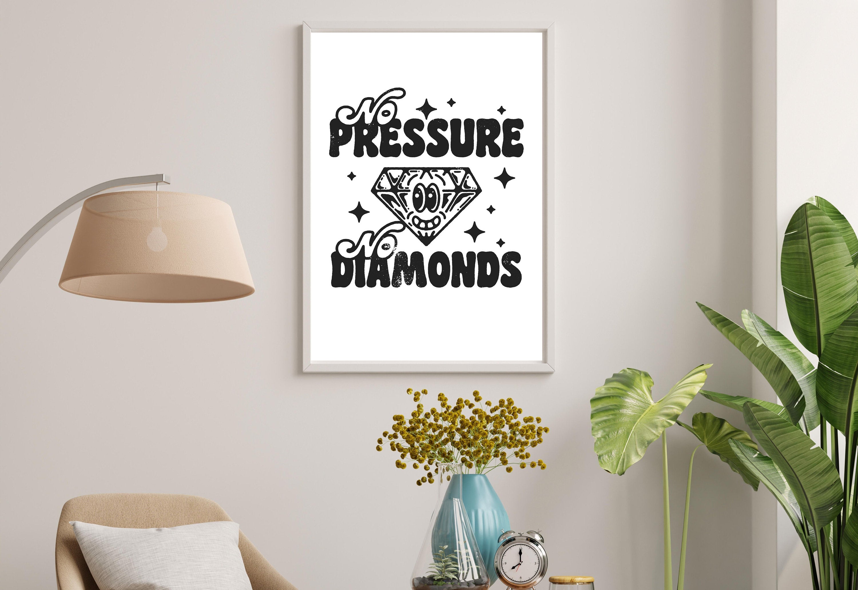 Aesthetic Decor, Cute Art Posters, Inspo Wall Print, Minimalist Cartoon, Diamonds Art Print, Retro Diamonds Art, Wall Art Print, Digital Art