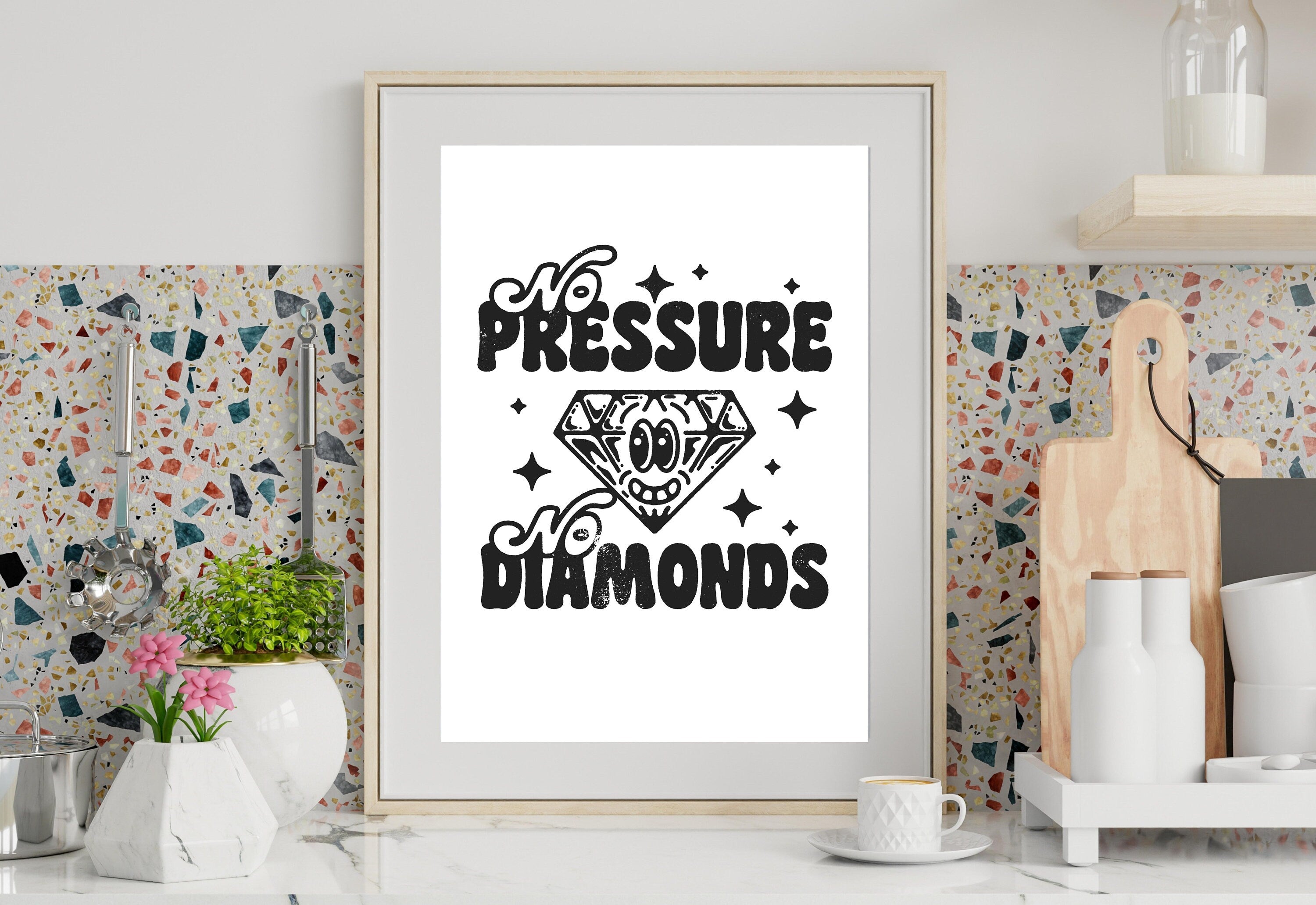 Aesthetic Decor, Cute Art Posters, Inspo Wall Print, Minimalist Cartoon, Diamonds Art Print, Retro Diamonds Art, Wall Art Print, Digital Art