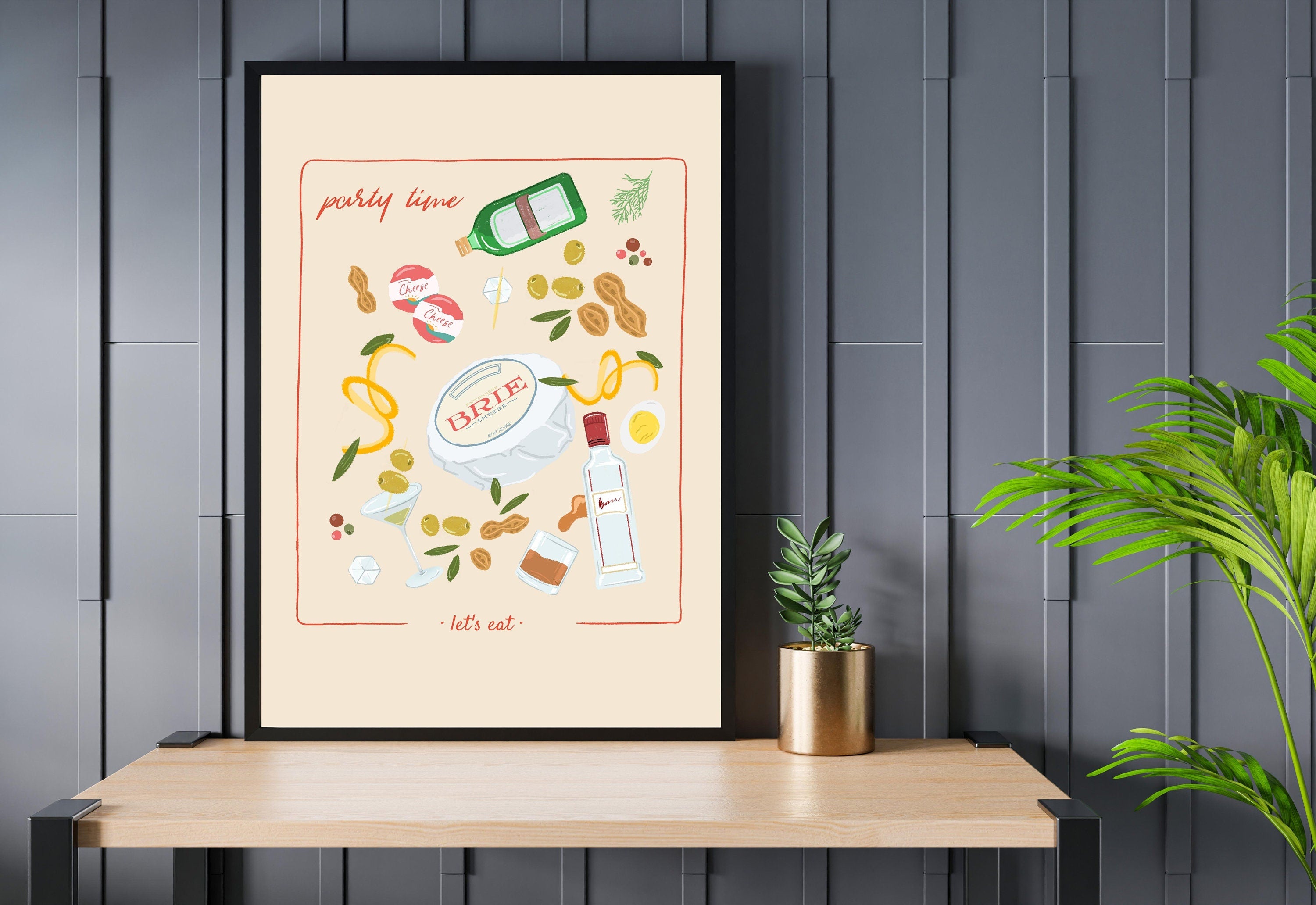 Retro Food Poster, Digital Download, Preppy Food Prints, Fun Kitchen Art, Doodle Food, Y2K Aesthetic, Girly Kitchen Art, Bar Cart Posters